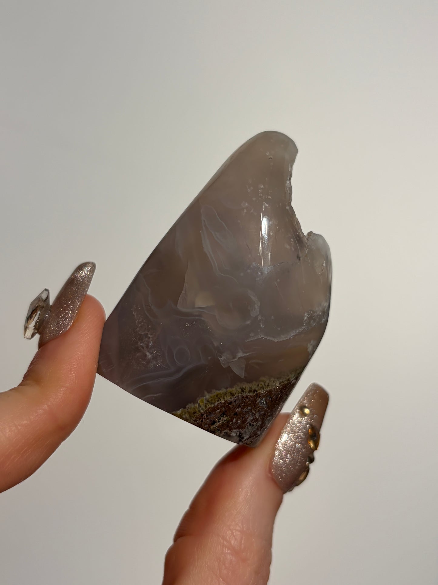 Druzy Nebula Agate Freeform with Scenic Moss B