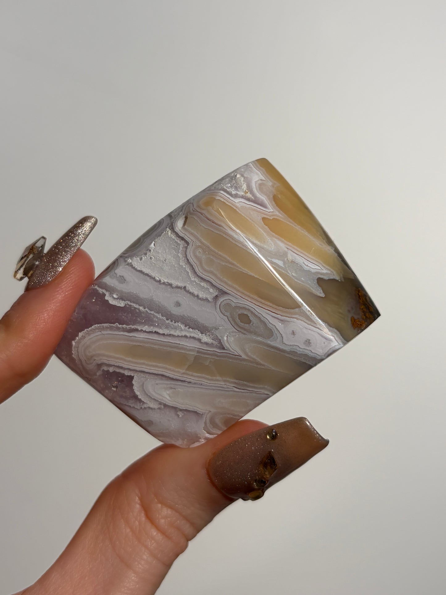 Orbicular Nebula Agate with Amethyst Freeform C