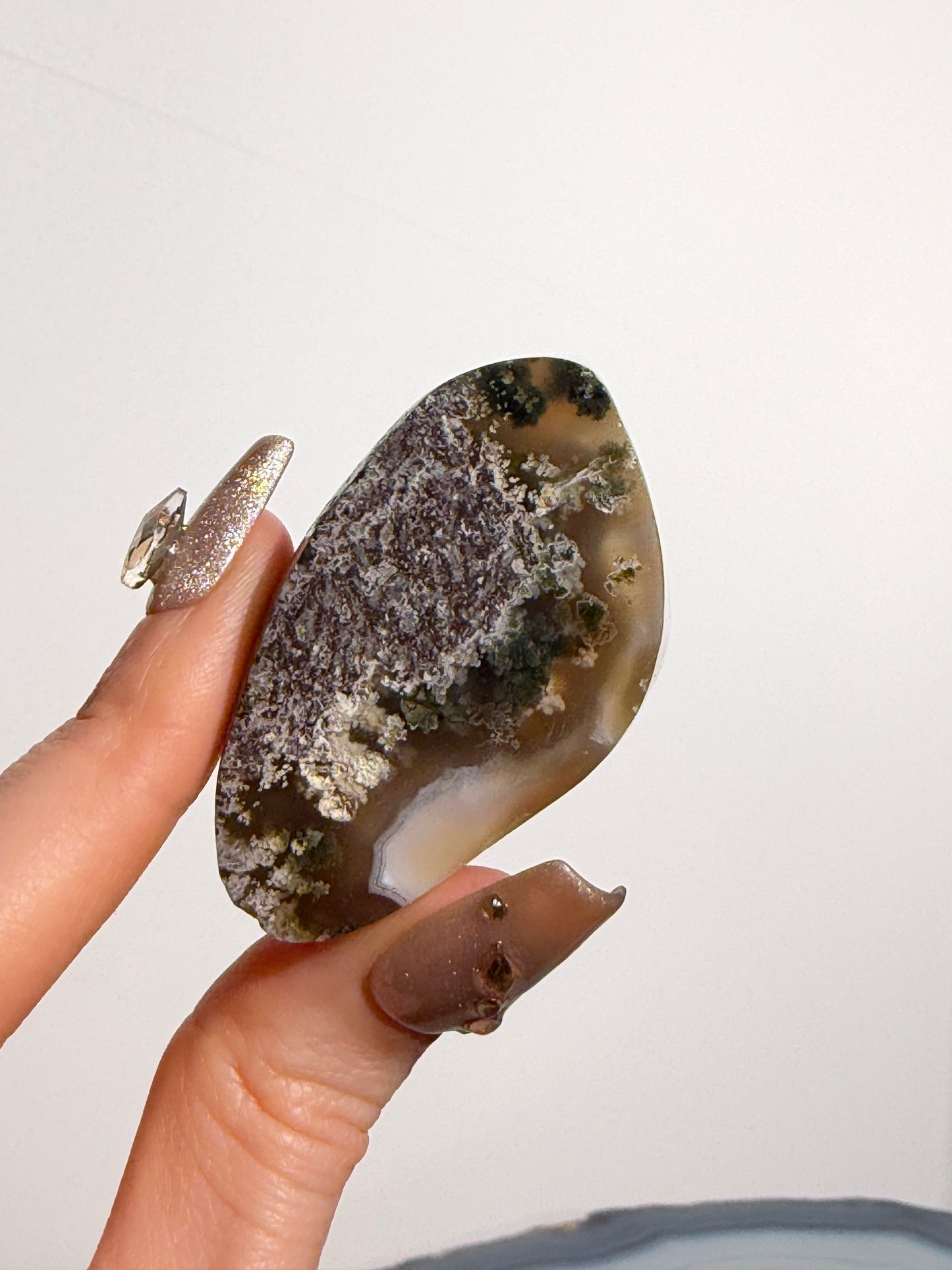 Orbicular Nebula Agate with Amethyst Freeform E
