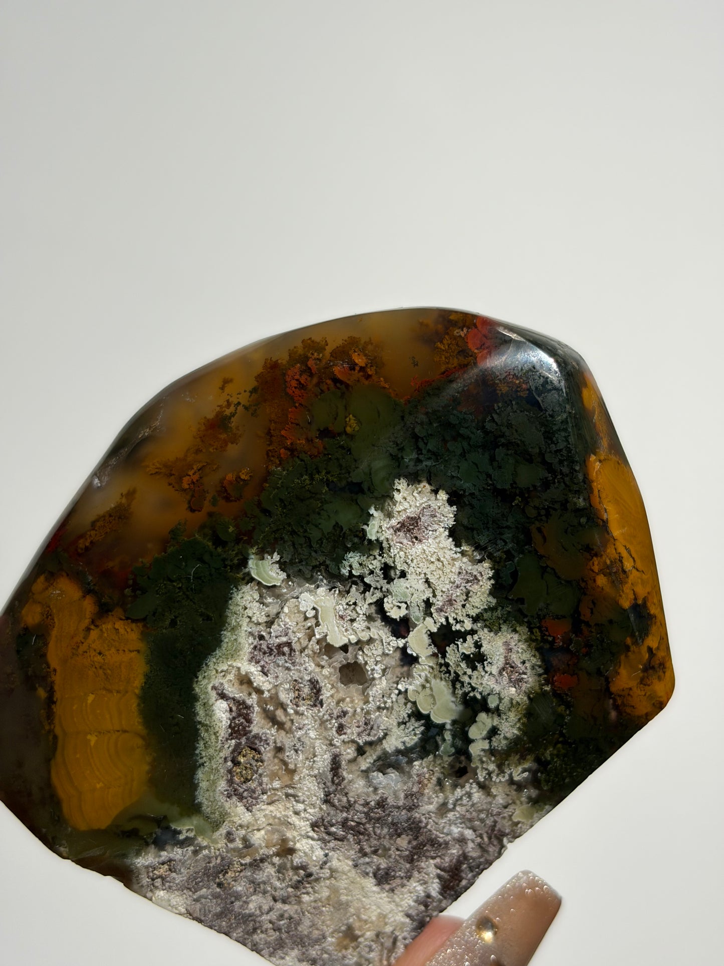 Druzy Nebula Agate with Multicoloured Moss Freeform H