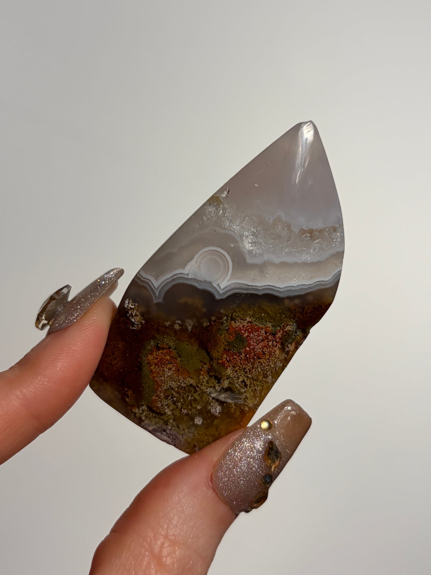 Nebula Agate with Multicoloured Moss Freeform Q