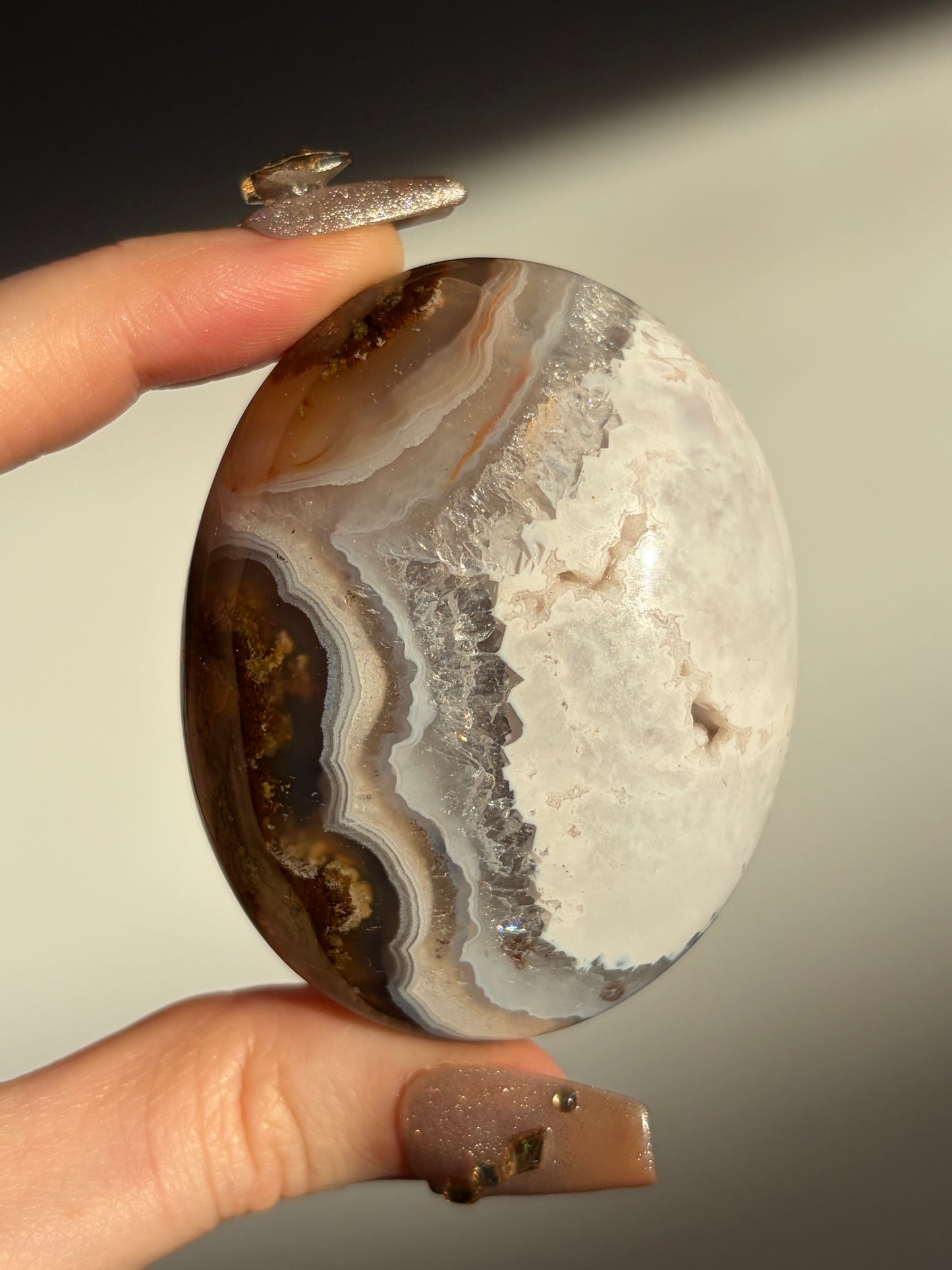 Nebula Agate Palmstone with Dendritic Inclusions D
