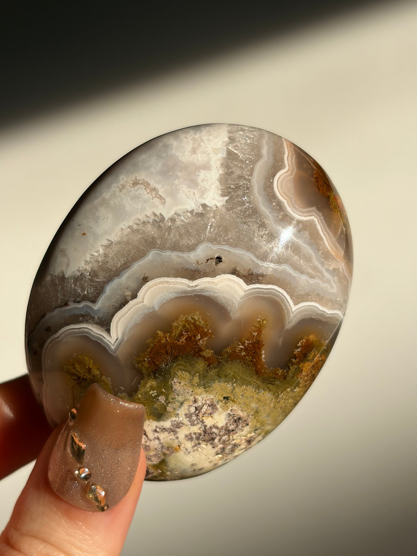 Nebula Agate Palmstone with Dendritic Inclusions D