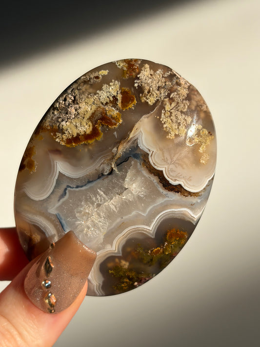 Nebula Agate Palmstone with Dendritic Inclusions E