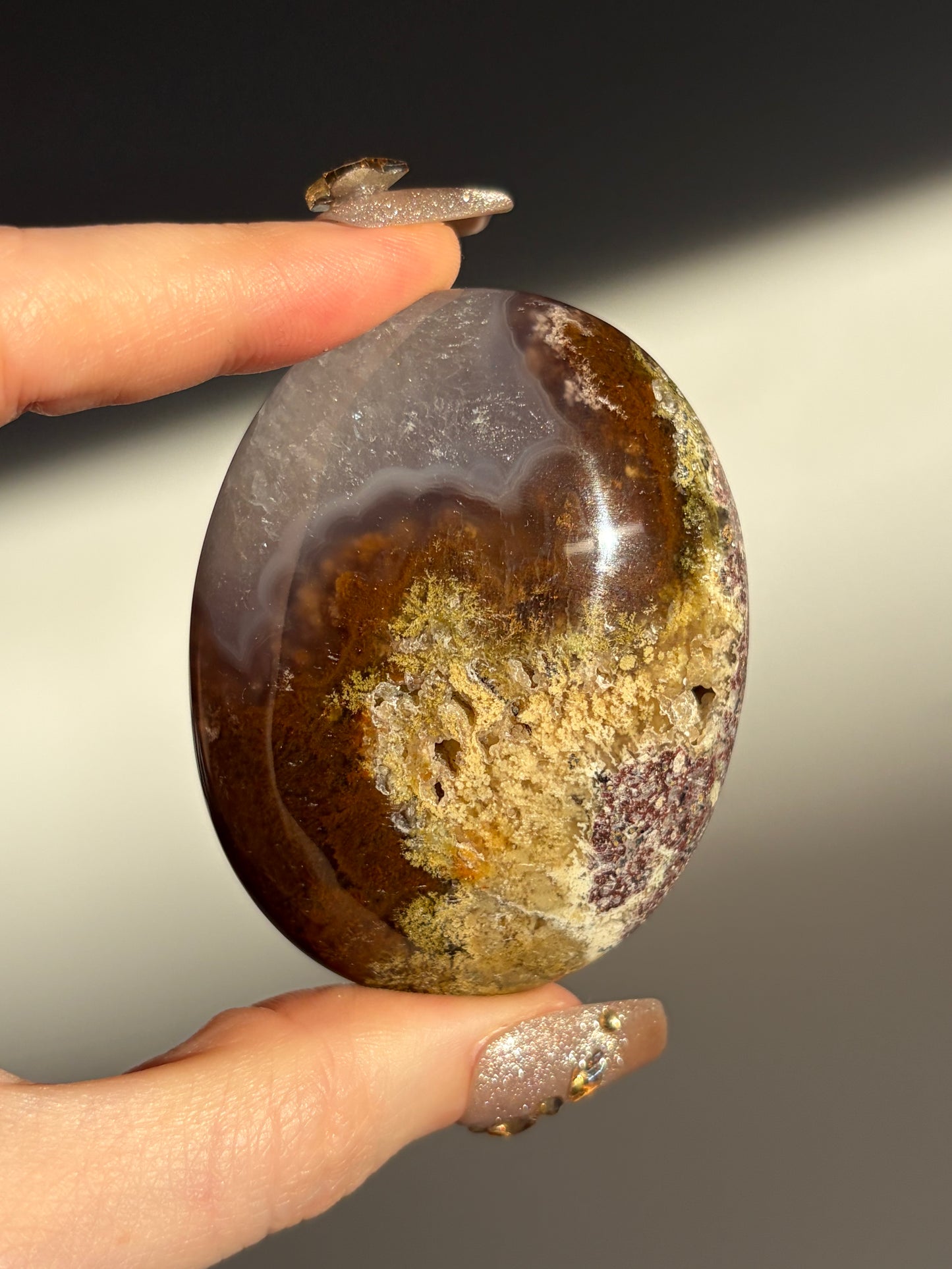 "Forest Meadow" Nebula Agate Palmstone I