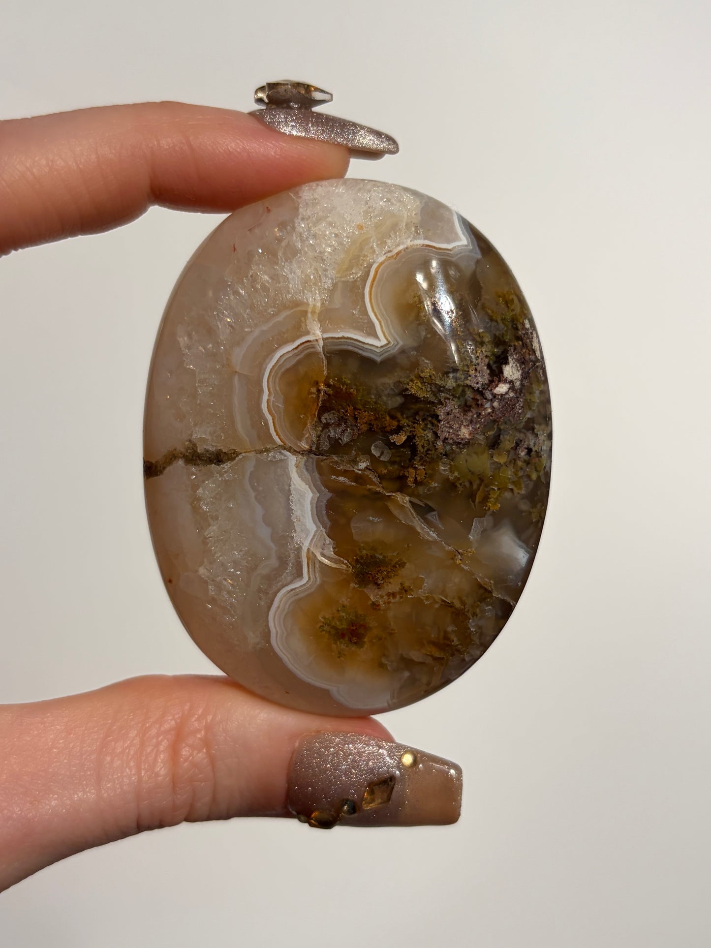 Nebula Agate Palmstone with Red Moss Inclusions (Perfectly Imperfect)