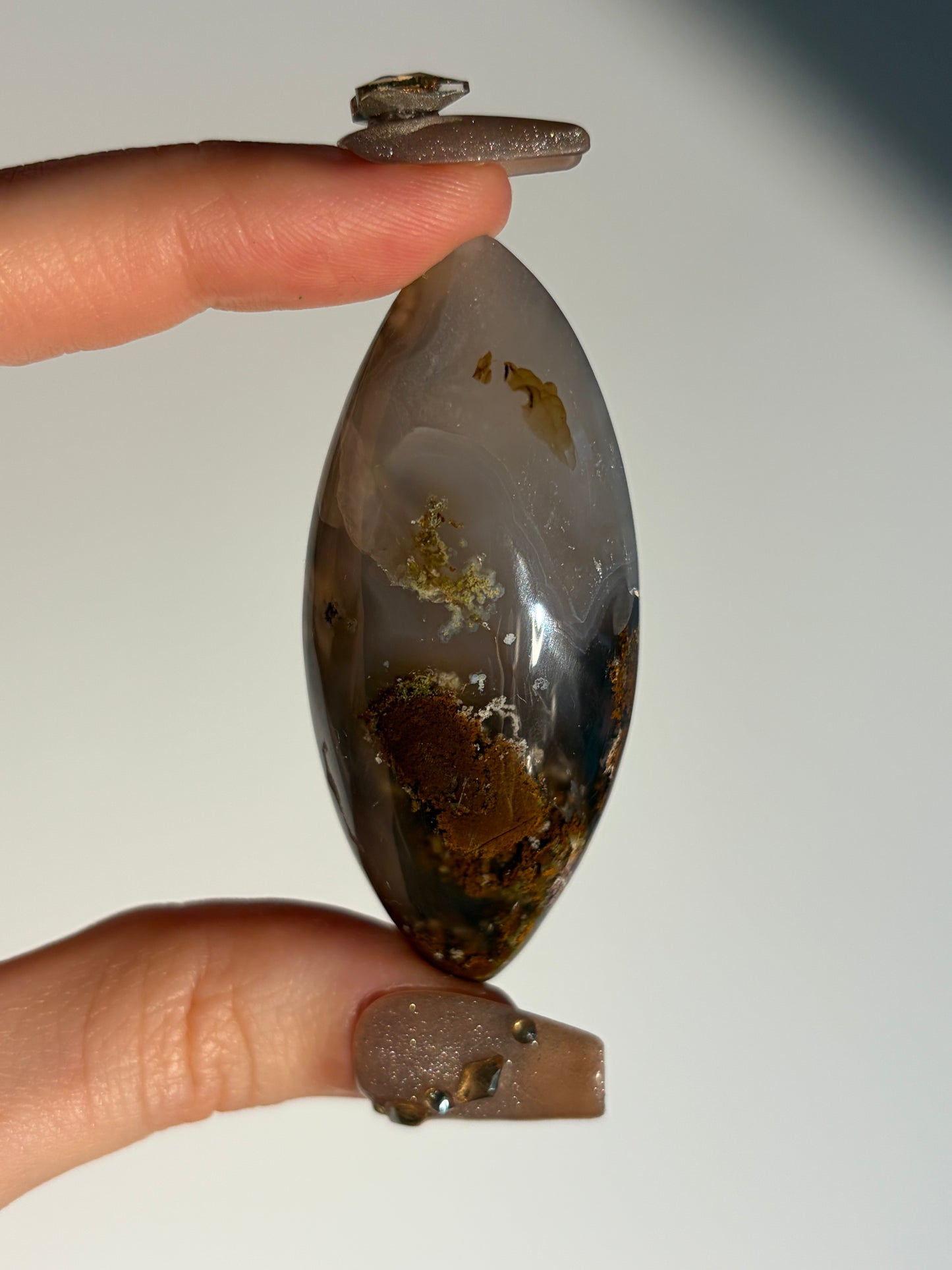 Nebula Agate Shiva with Multicoloured Moss F