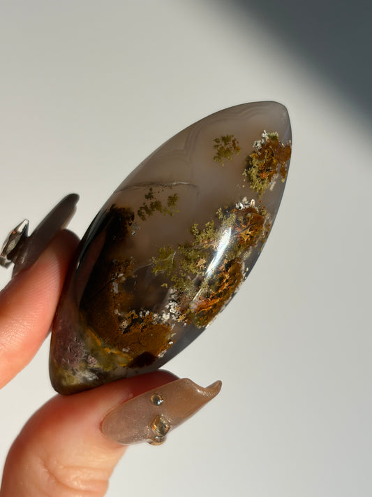 Nebula Agate Shiva with Multicoloured Moss F