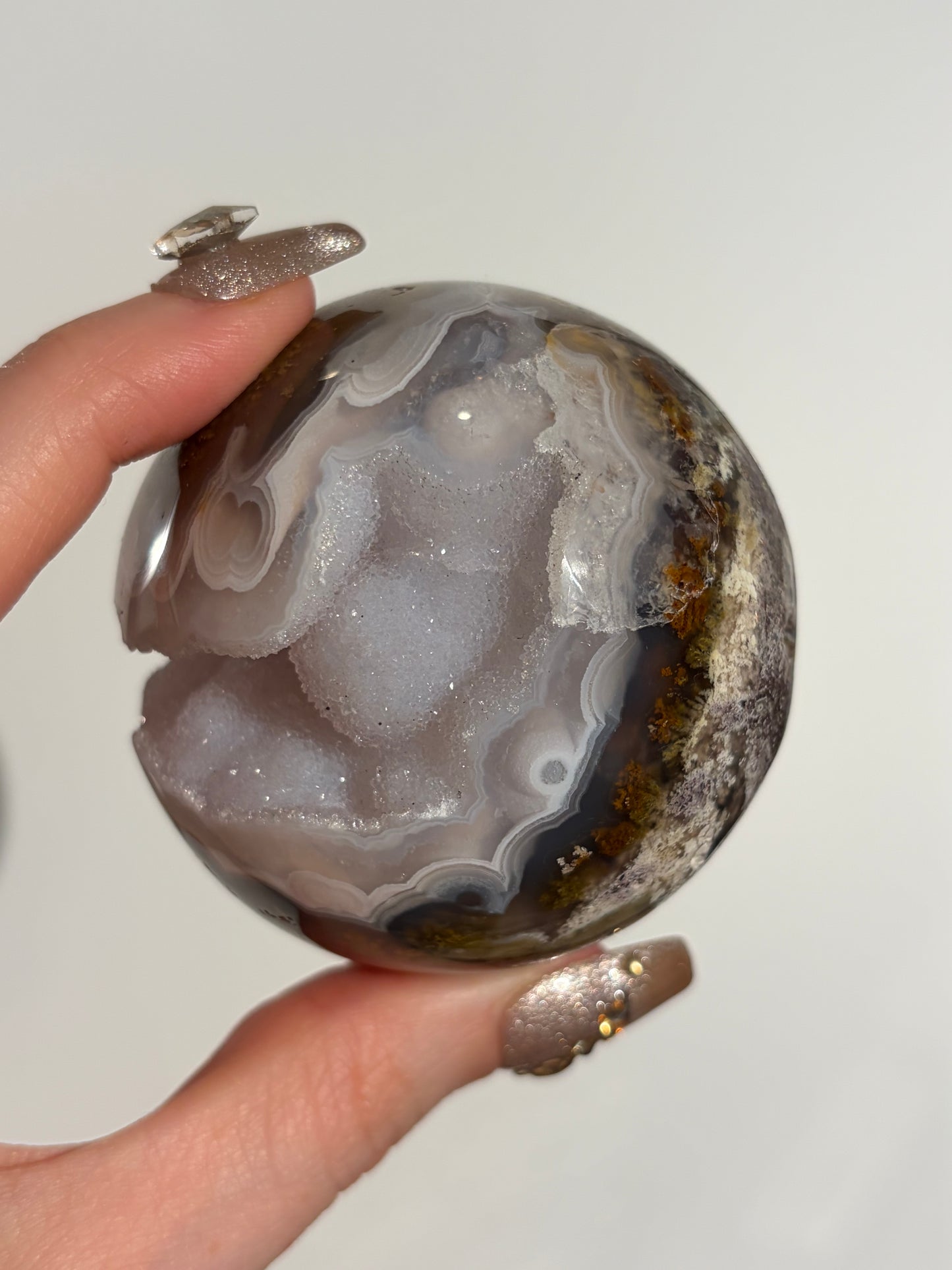 “Celestial Frost” Druzy Nebula Agate Sphere A
