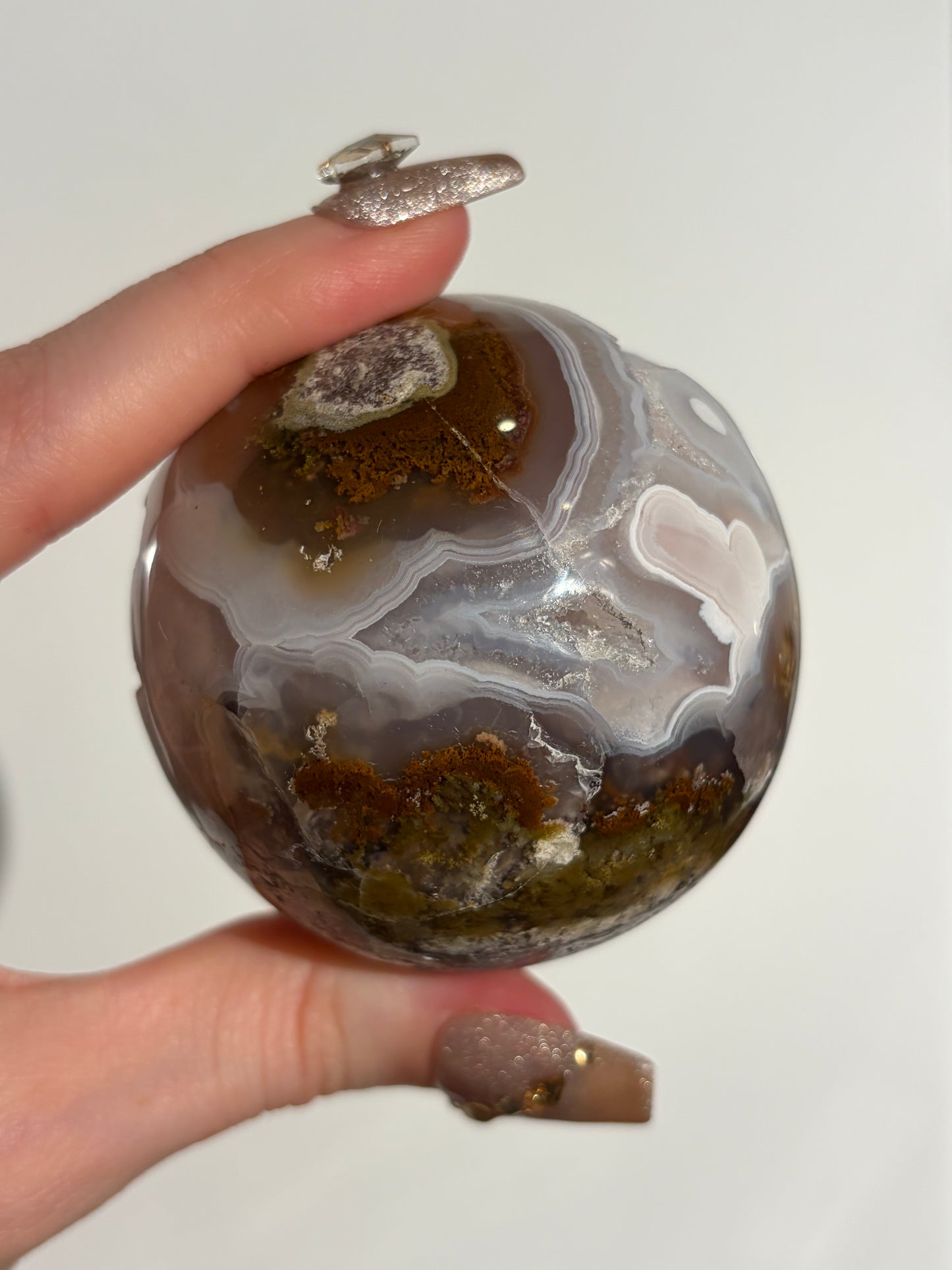 “Celestial Frost” Druzy Nebula Agate Sphere A