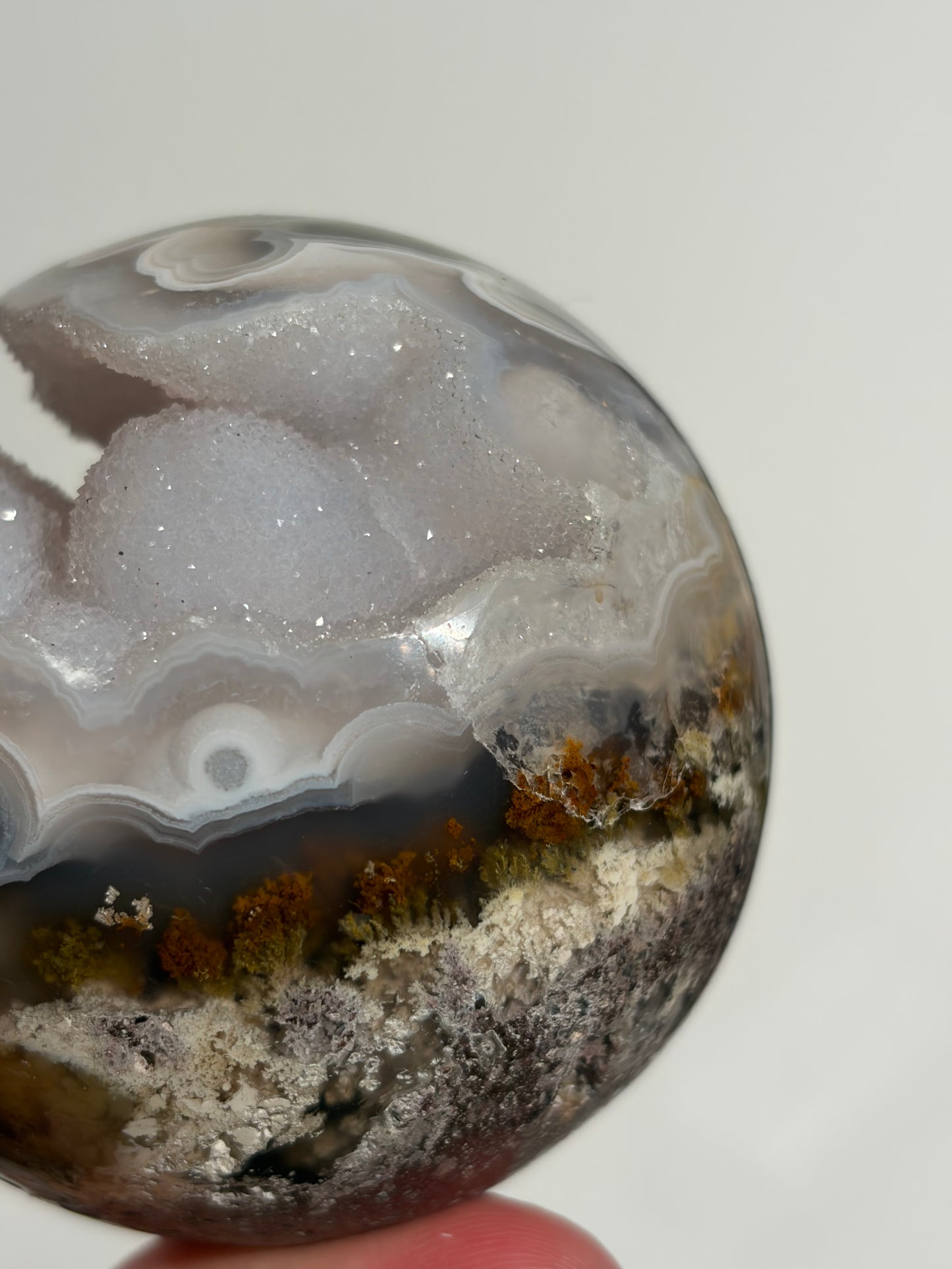 “Celestial Frost” Druzy Nebula Agate Sphere A