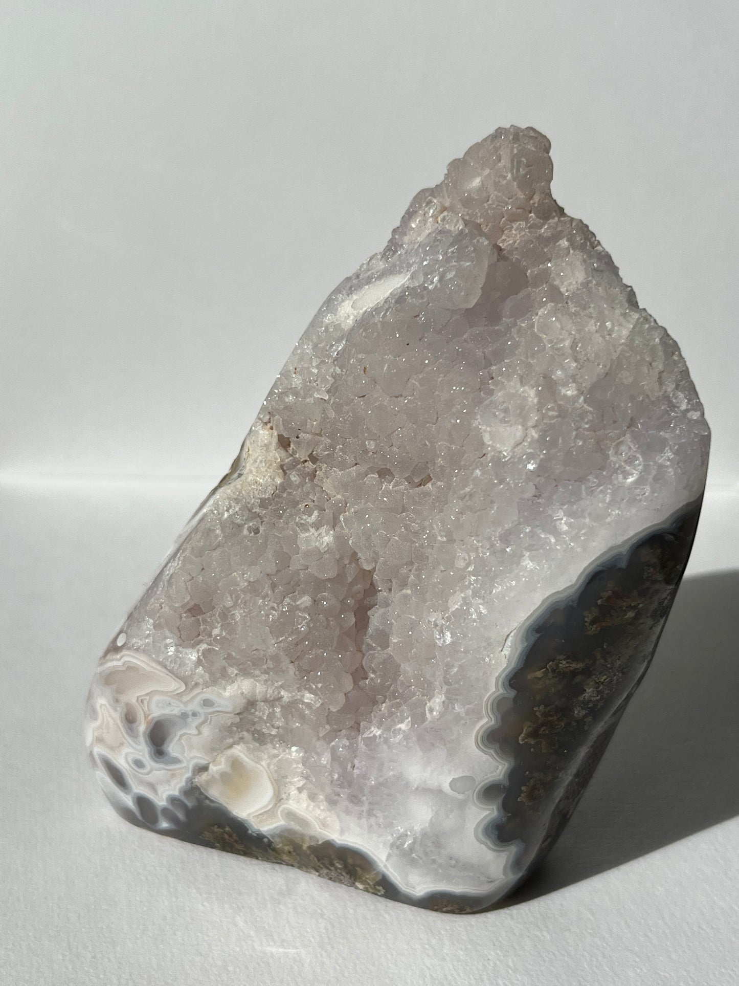 “Silica Flows” Sugar Druzy Orbicular Nebula Agate Freeform with Dendritic Inclusions A