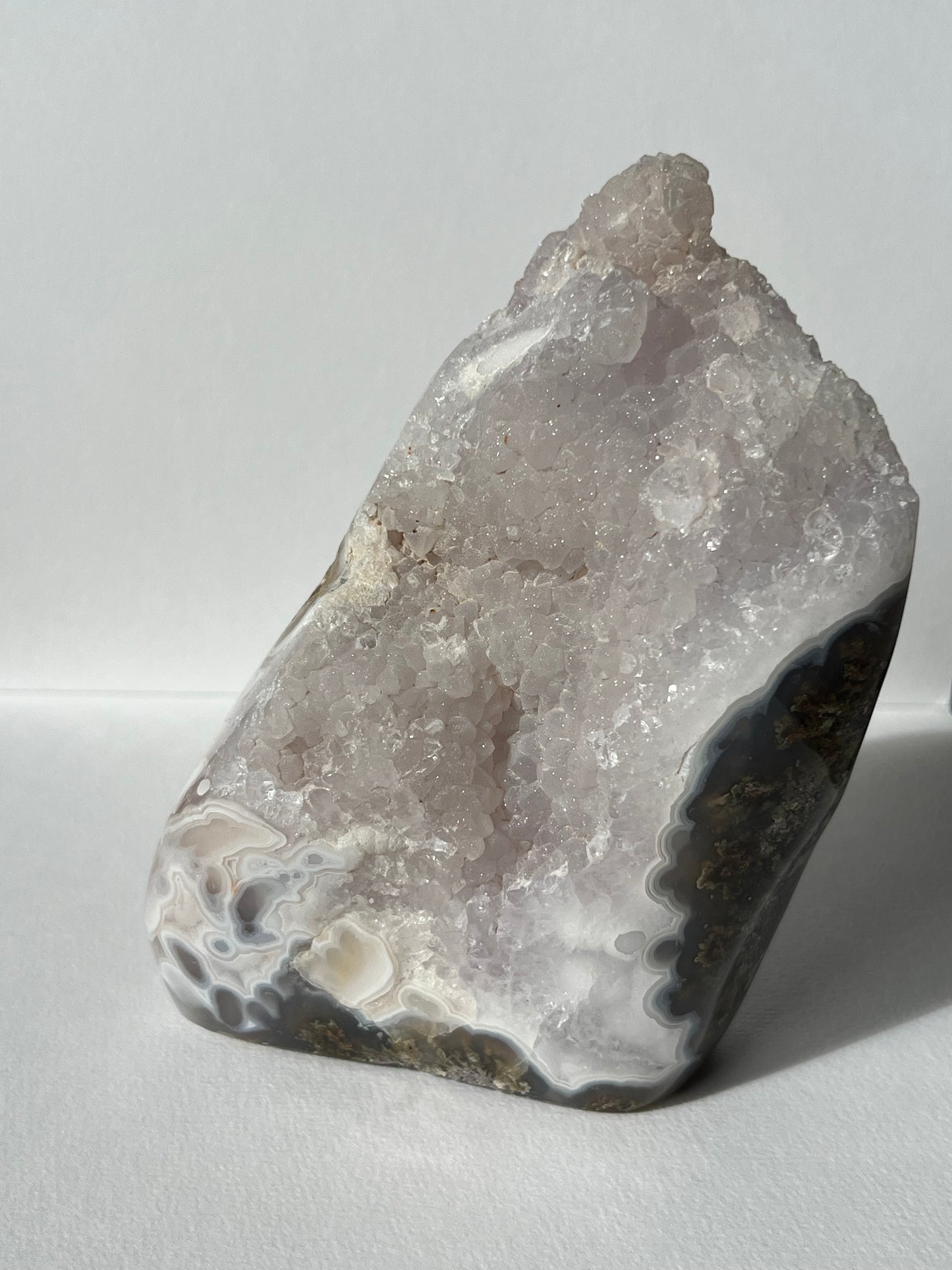 “Silica Flows” Sugar Druzy Orbicular Nebula Agate Freeform with Dendritic Inclusions A