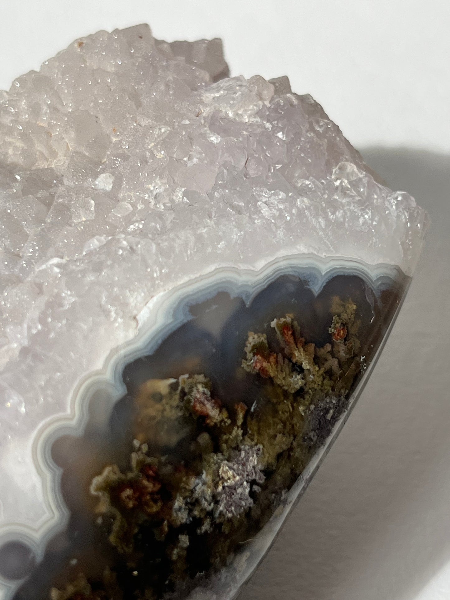 “Silica Flows” Sugar Druzy Orbicular Nebula Agate Freeform with Dendritic Inclusions A