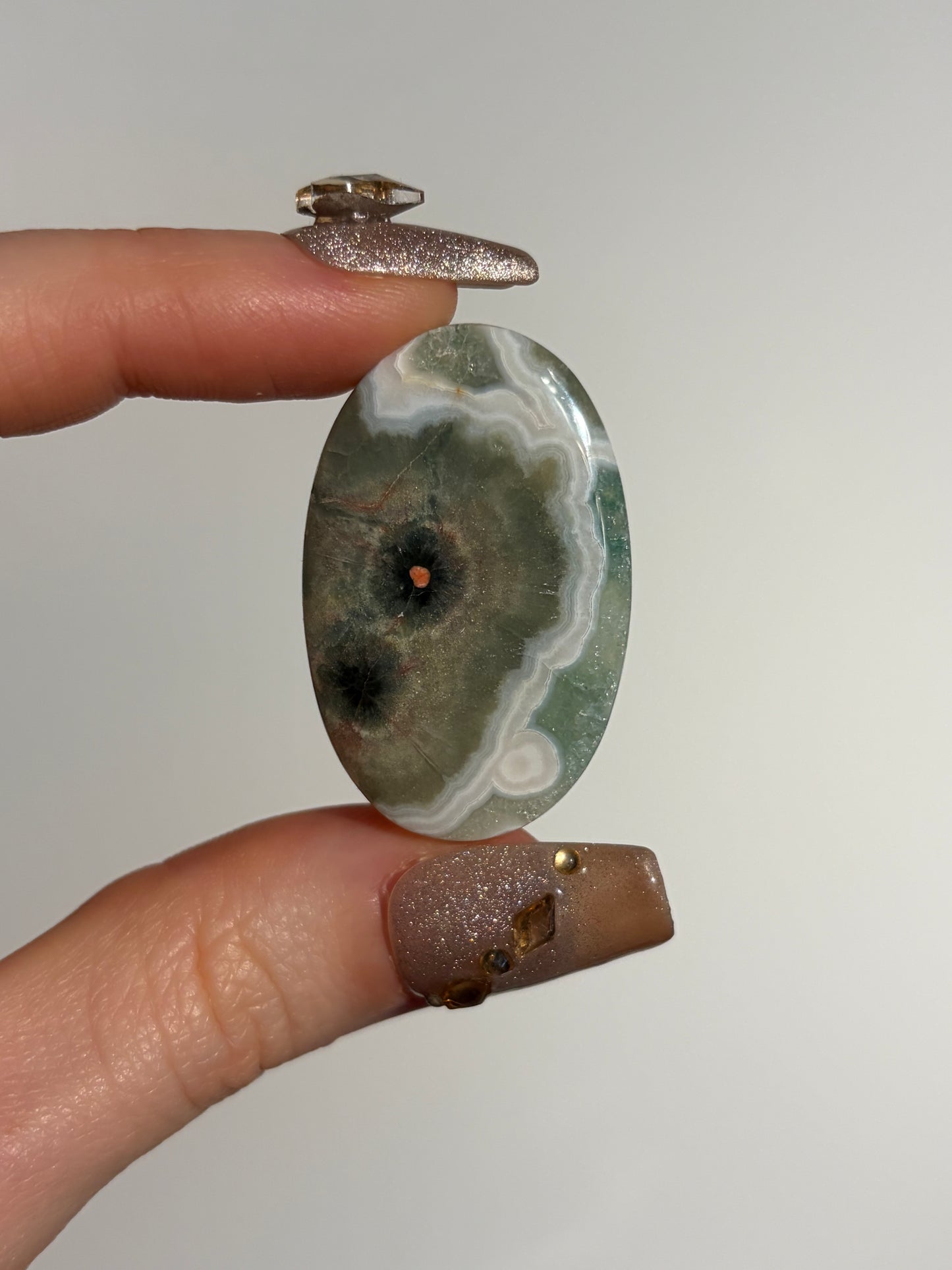 Green Orbicular Jasper Oval Cabochon A