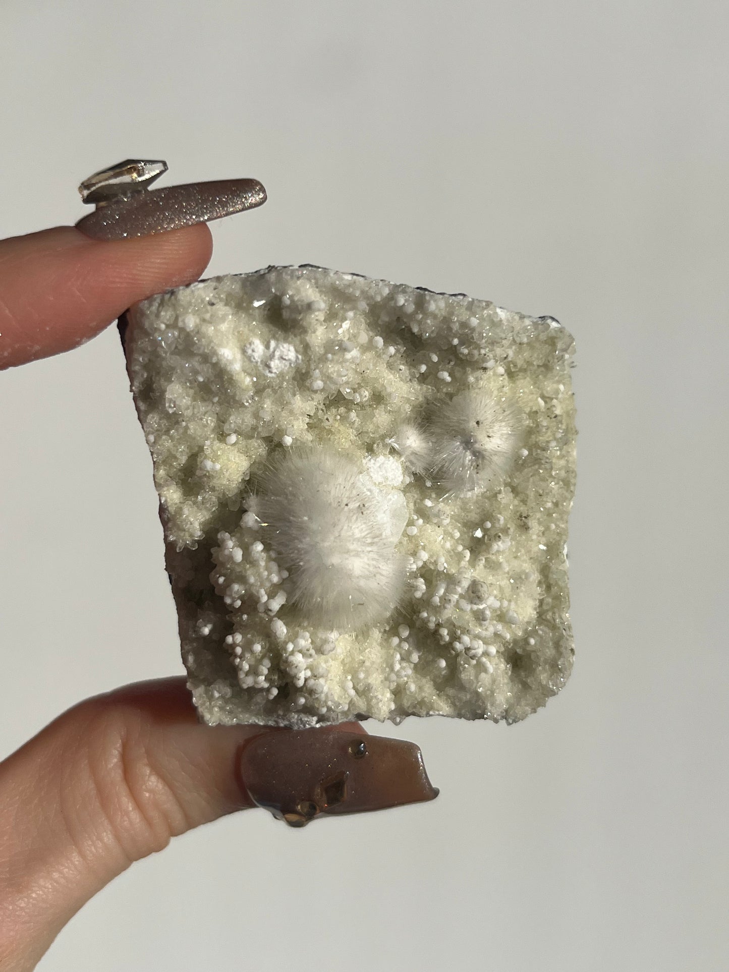 Okenite with Gyrolite on Basalt Specimen B