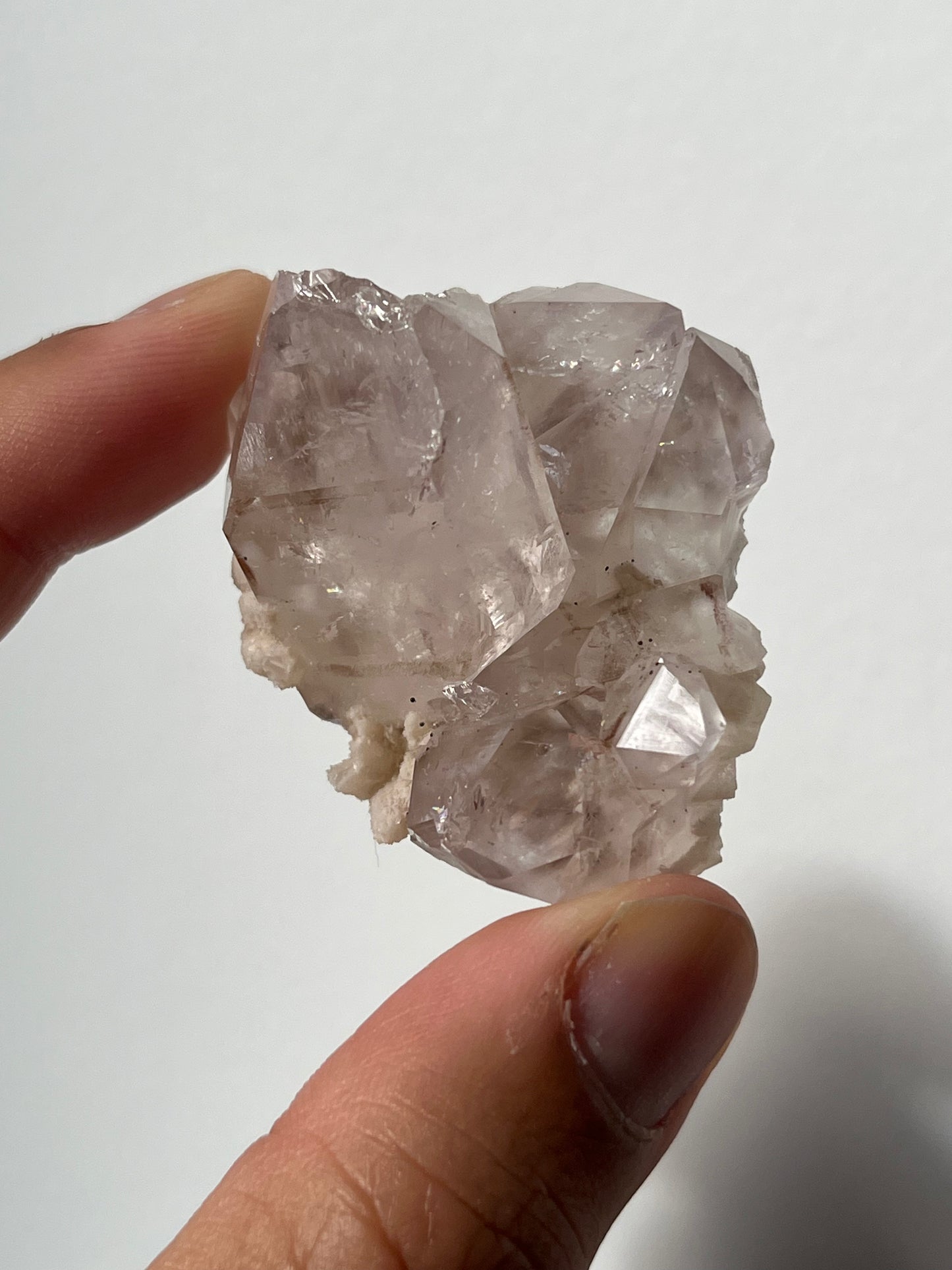 Old Stock Anhui Phantom Smokey Amethyst Specimen with Druzy Calcite I