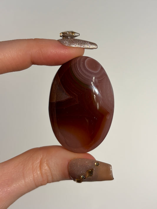 Red and Pink Laguna Agate Palmstone with Parallax Effect A