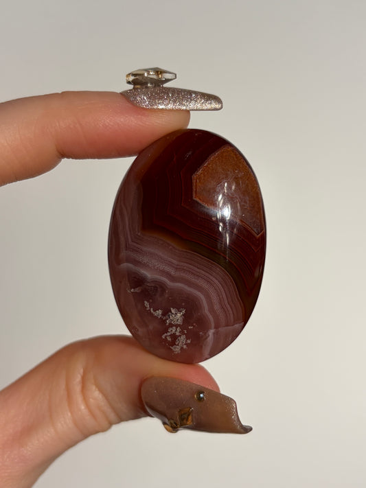 Deep Pink Laguna Agate Palmstone with Parallax Effect B