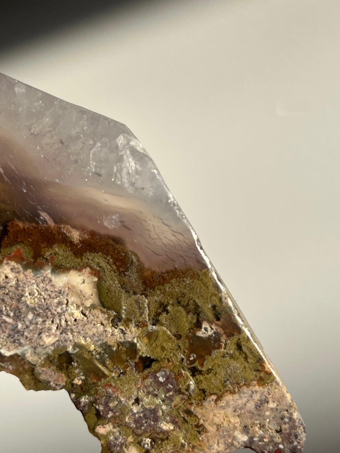 Nebula Agate with Mauve Chalcedony and Red Moss Inclusions C