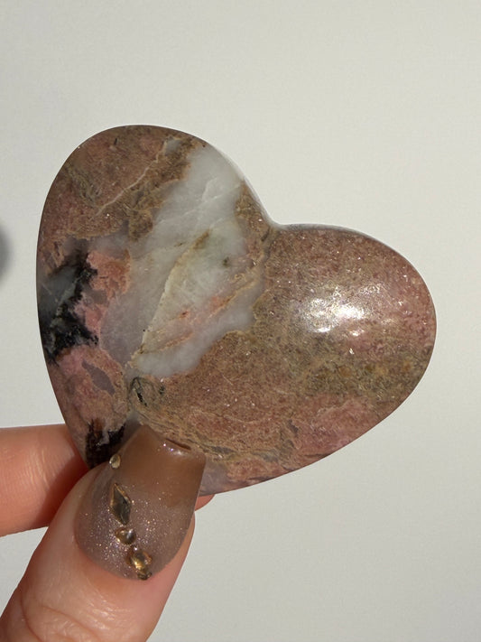 Indonesian Rhodonite and Manganese Included Heart C