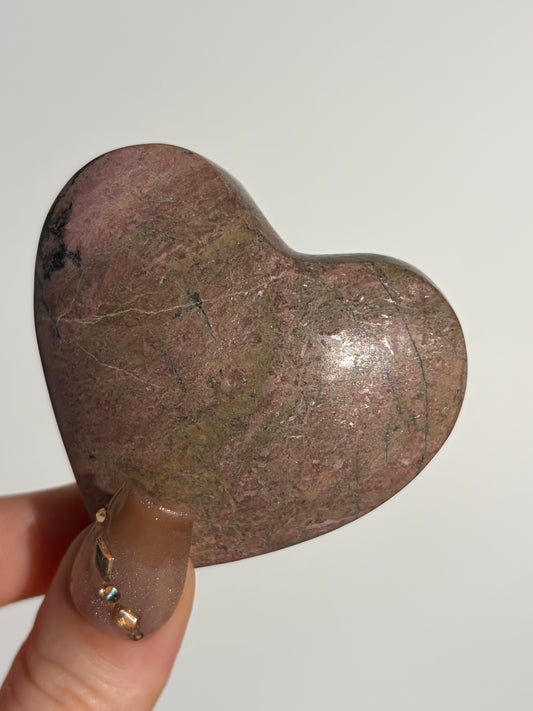Indonesian Rhodonite and Manganese Included Heart L