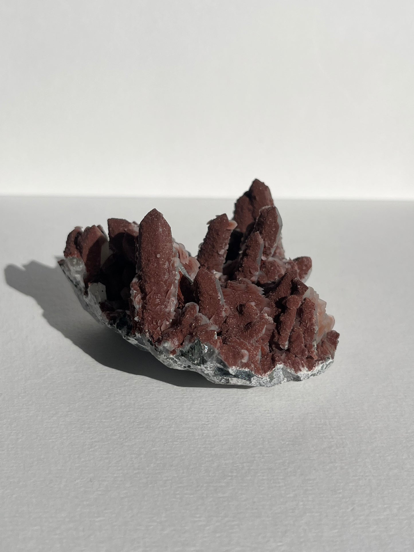 Pink Sakura Blossom Calcite on Quartz Specimen A