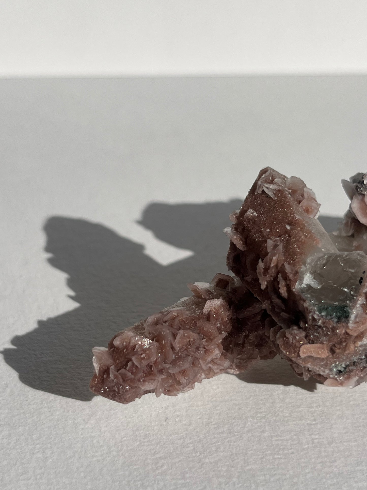 Pink Sakura Blossom Calcite on Quartz Specimen E
