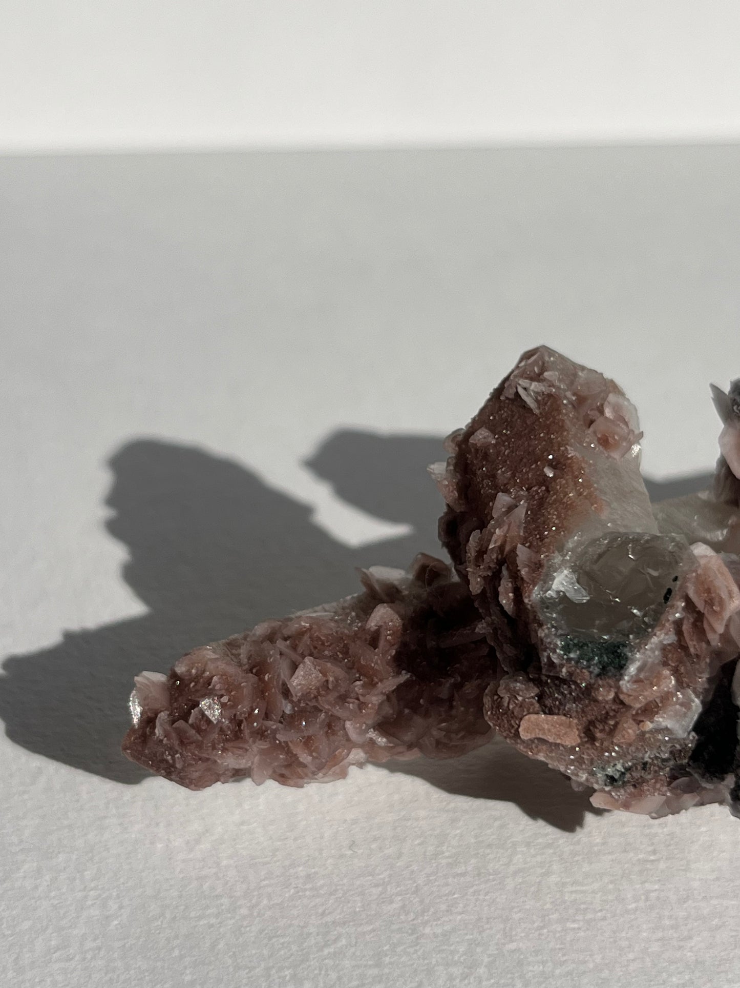 Pink Sakura Blossom Calcite on Quartz Specimen E