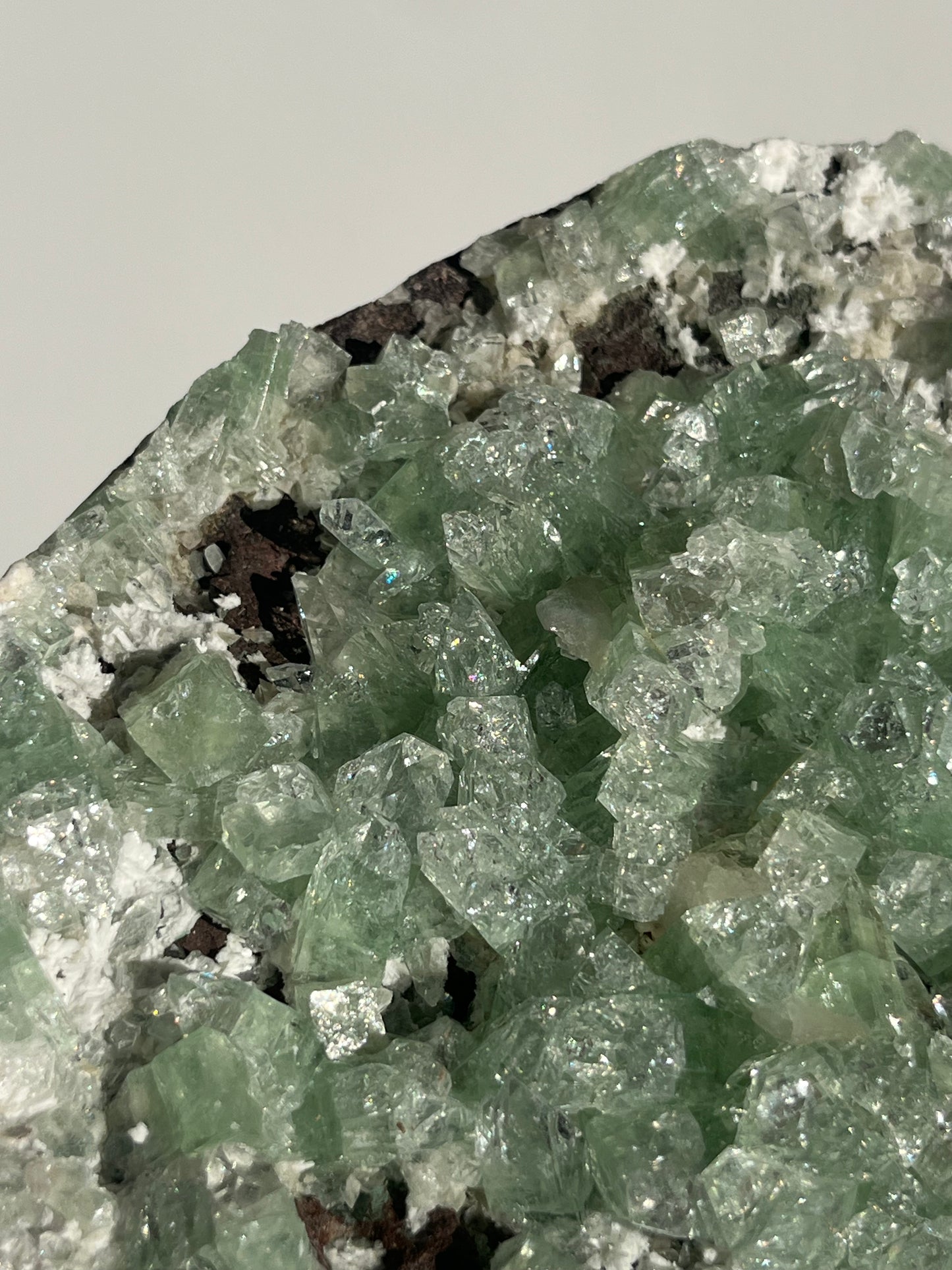 Pointed Green Apophyllite with Scolecite Spray Specimen A