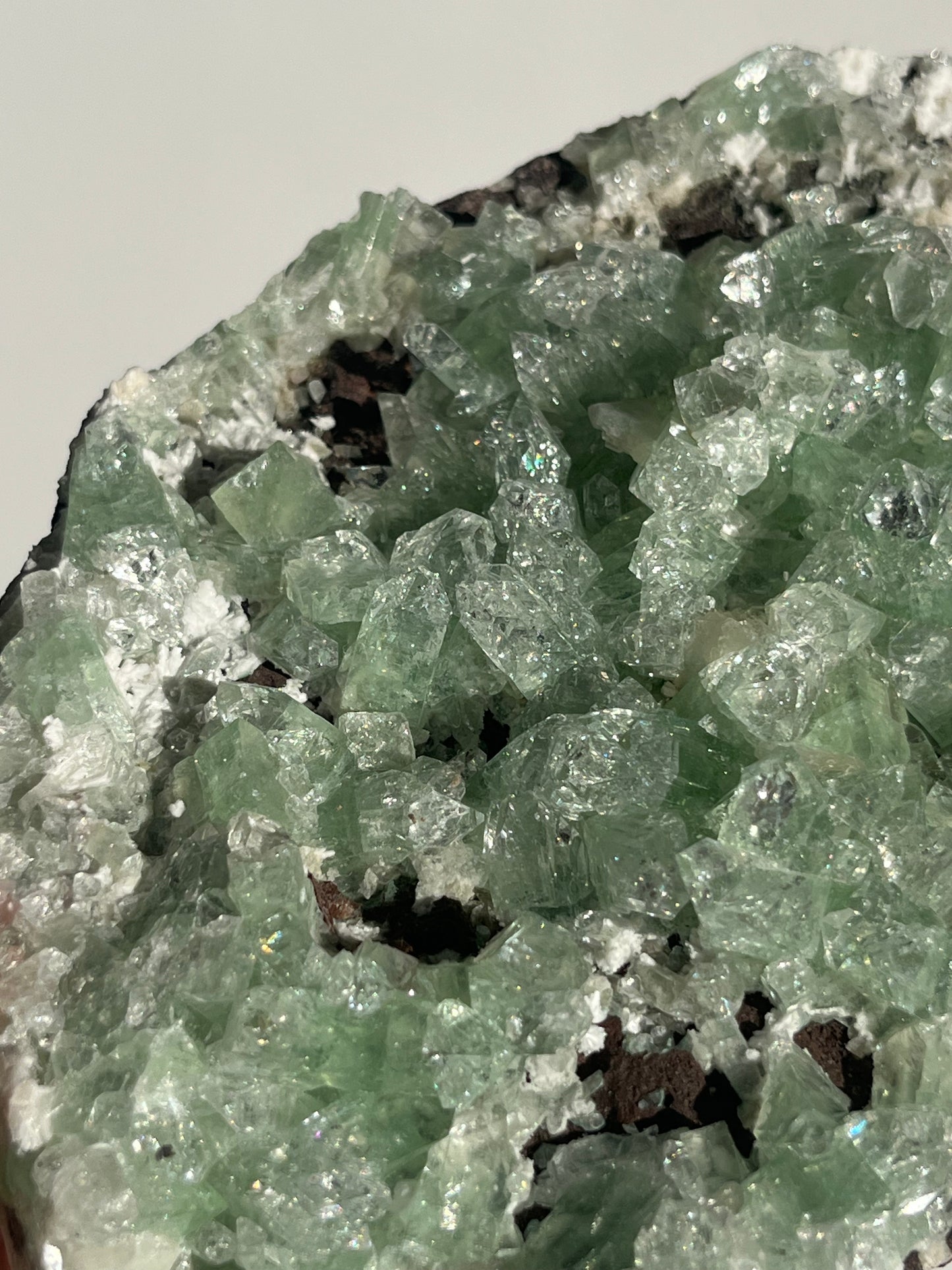 Pointed Green Apophyllite with Scolecite Spray Specimen A