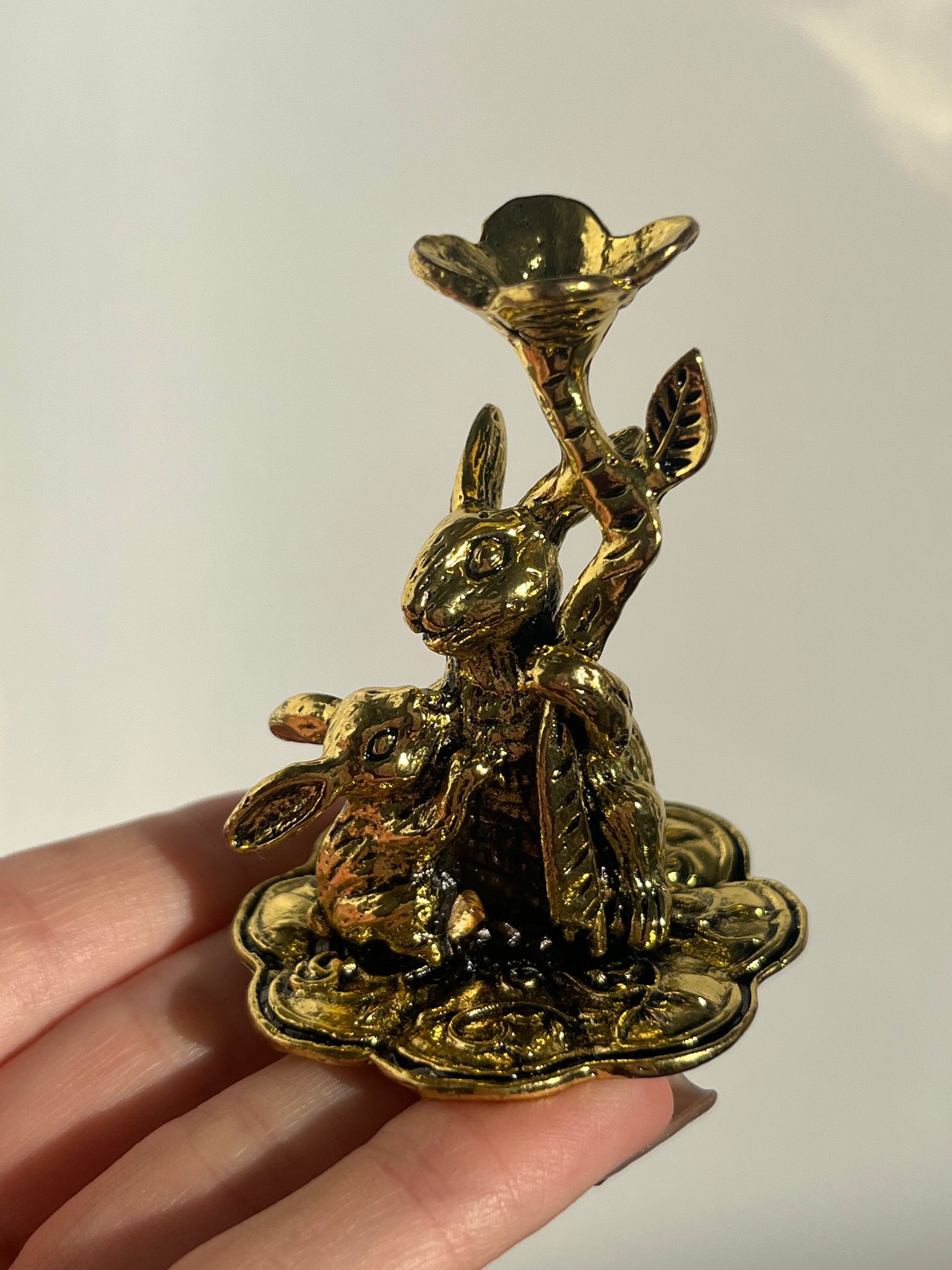 "Mother's Love" Rabbit Gold Sphere Stand