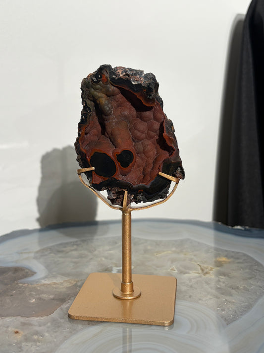"Sorel" Red Fox Agate on Custom Display Stand D