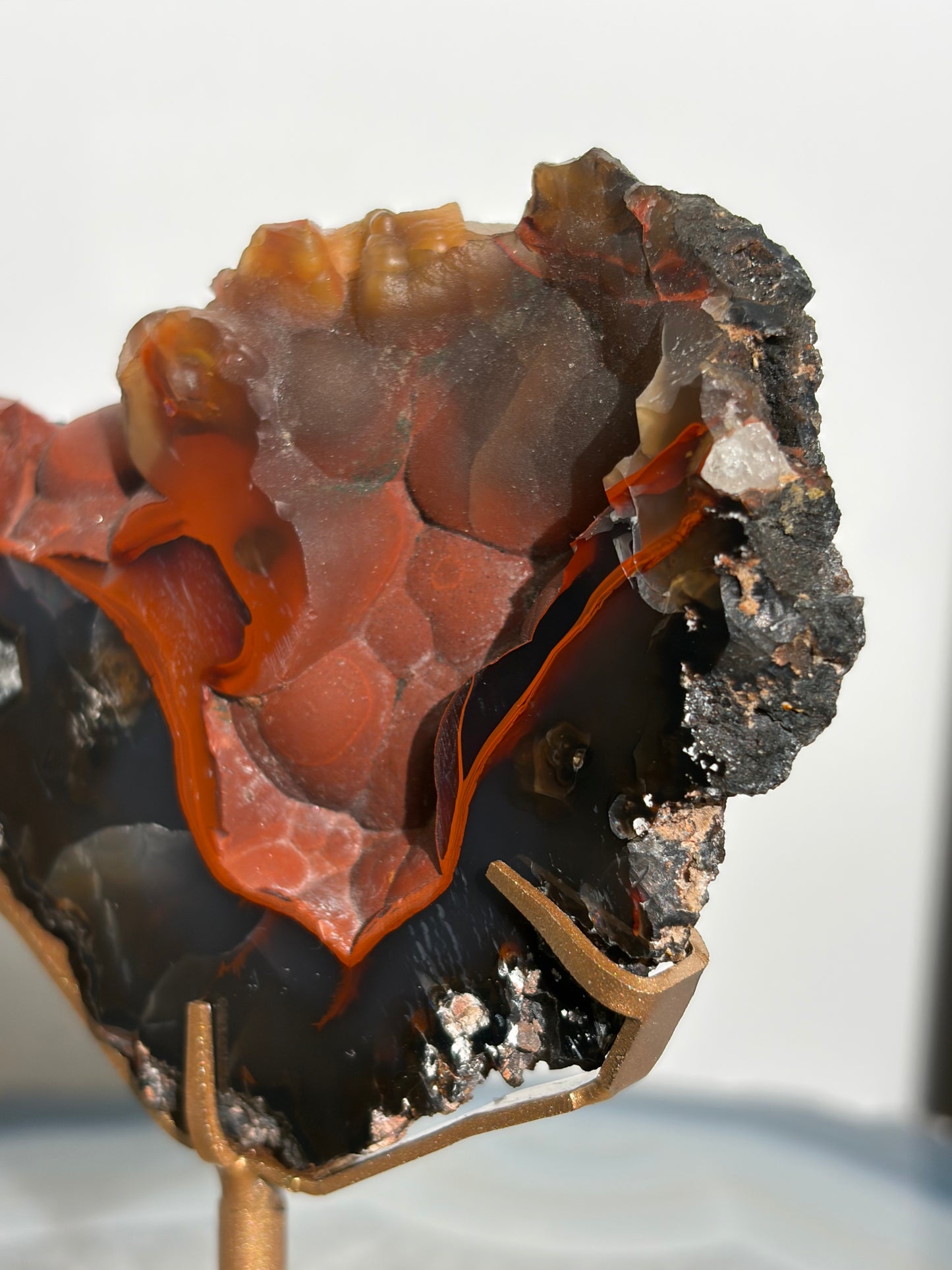"Orsen" Red Fox Agate on Custom Display Stand E