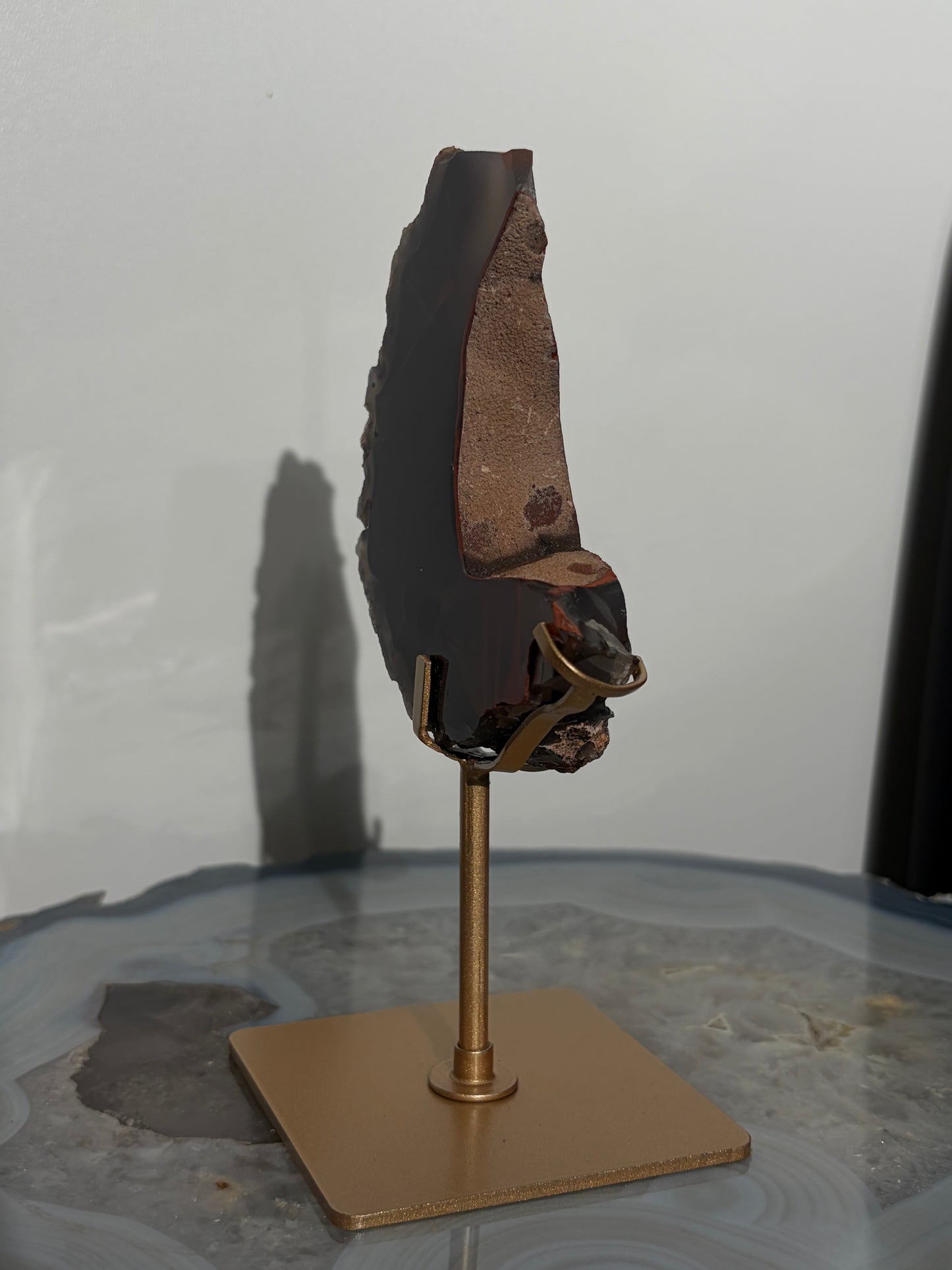 "Aurelle" Red Fox Agate on Custom Display Stand L