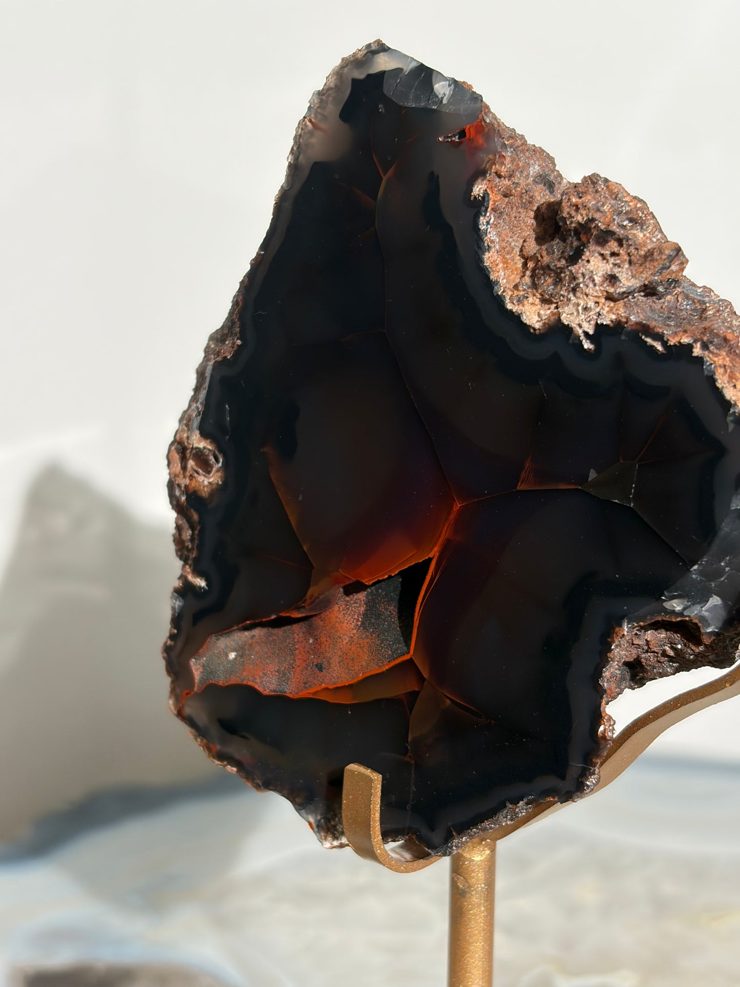 "Elowen" Red Fox Agate on Custom Display Stand H