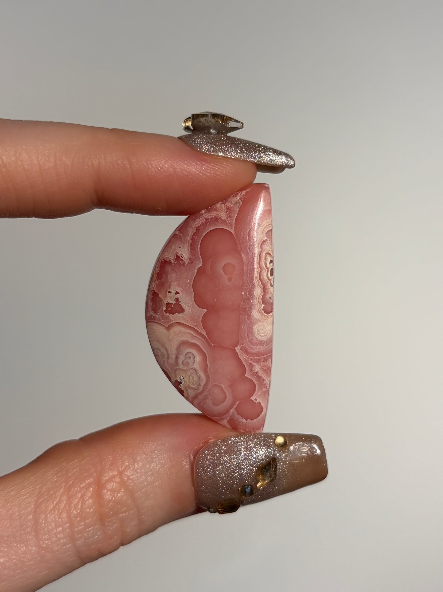 Floral Banded Rhodochrosite Moon Cabochon D