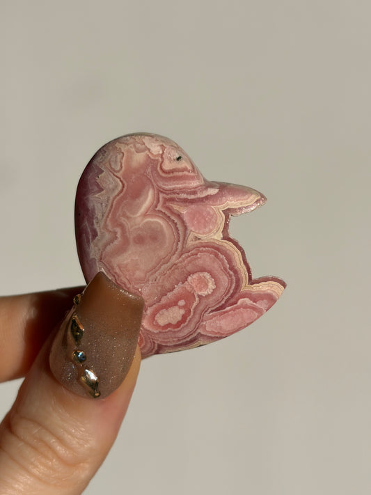 Floral Banded Rhodochrosite Flatback Heart K
