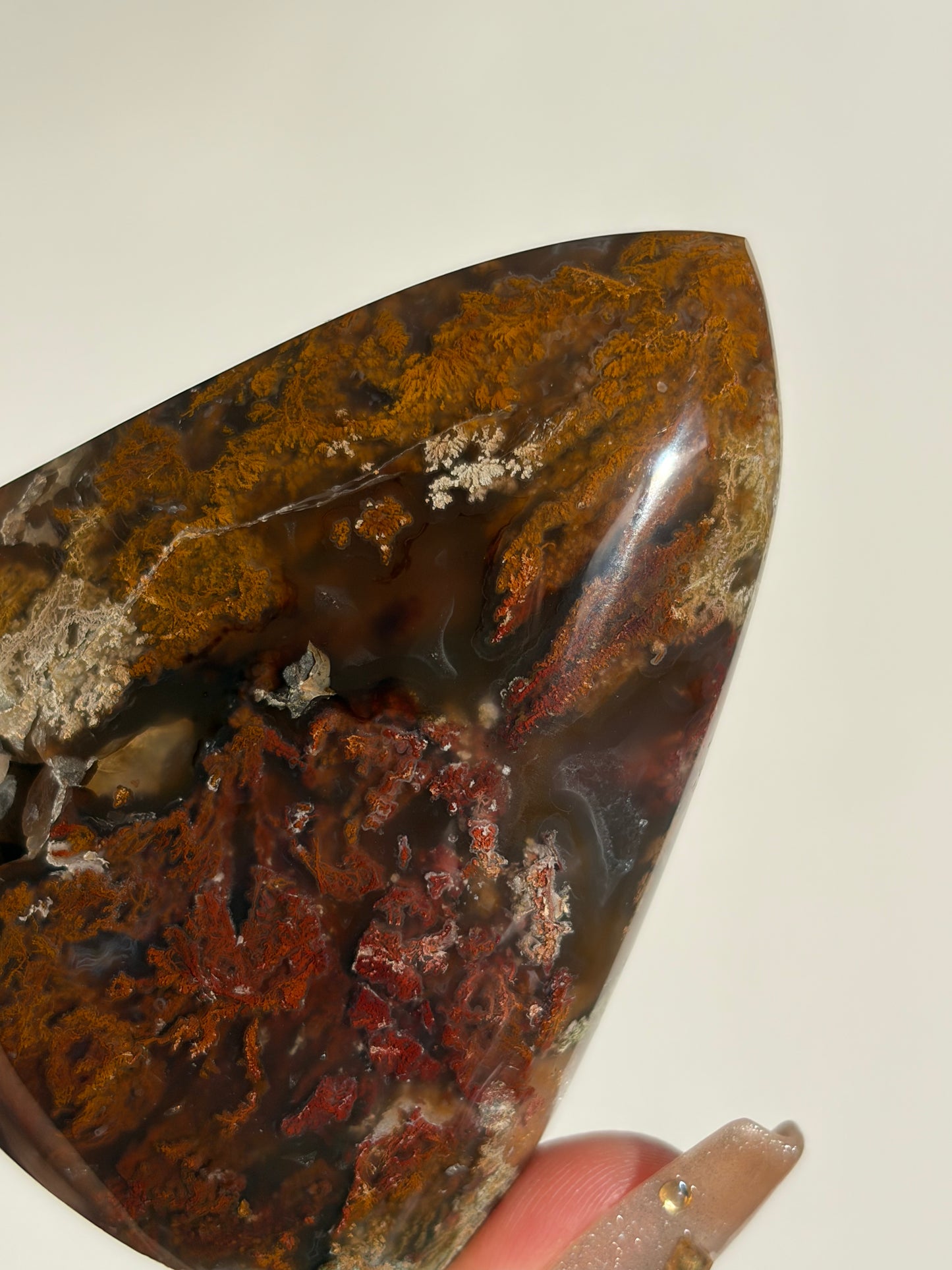 “Moss-borne” Tembaga Moss in Chalcedony Polished Freeform E