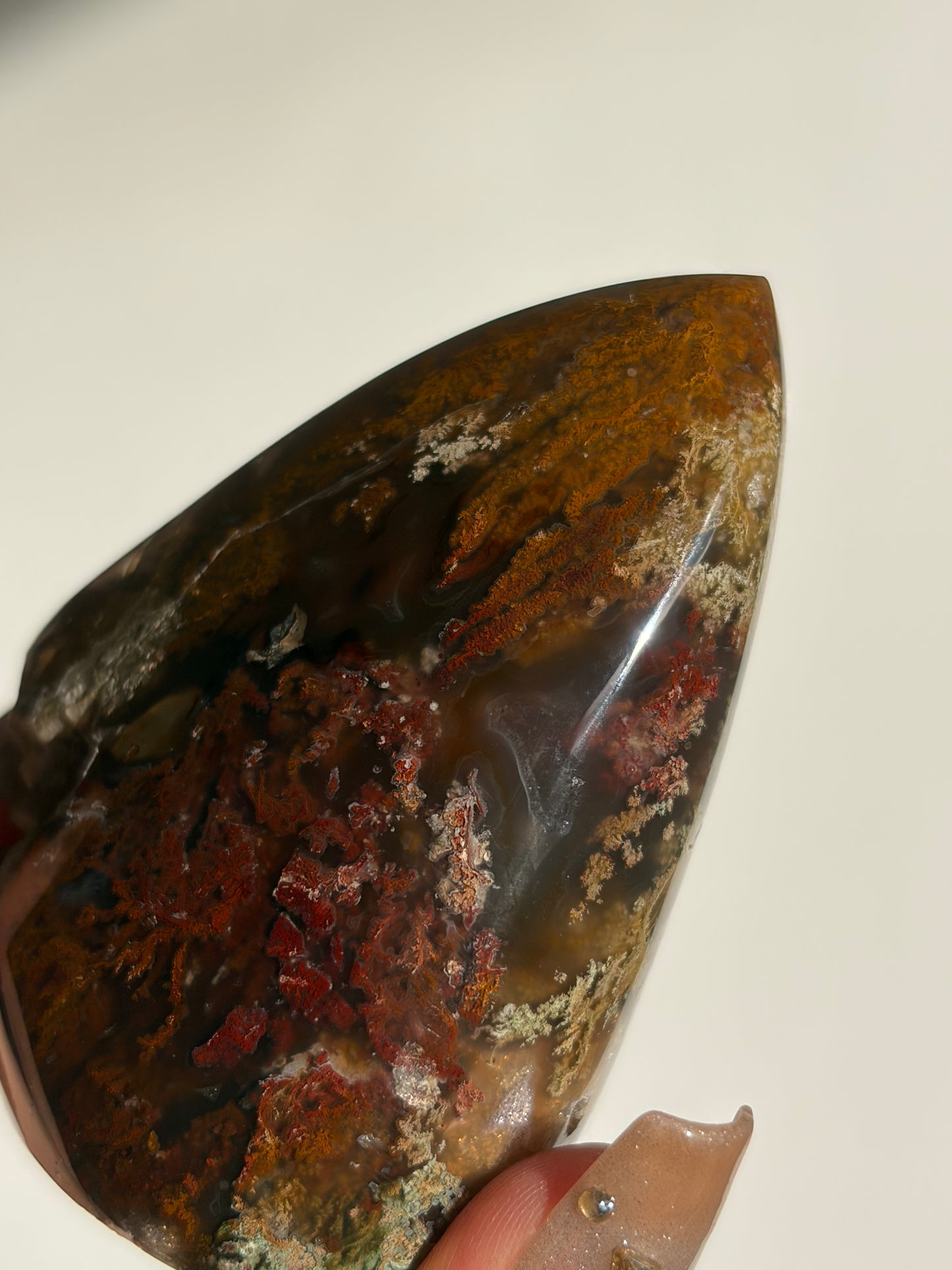 “Moss-borne” Tembaga Moss in Chalcedony Polished Freeform E