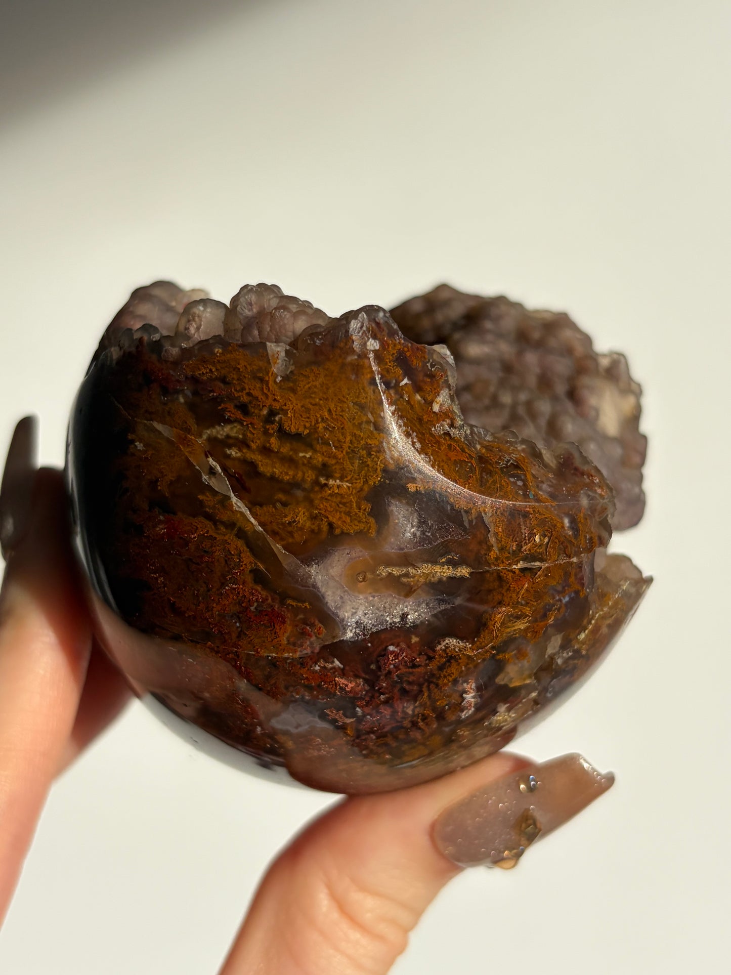 “Moss-bound World” Tembaga Moss in Botryoidal Chalcedony Sphere A