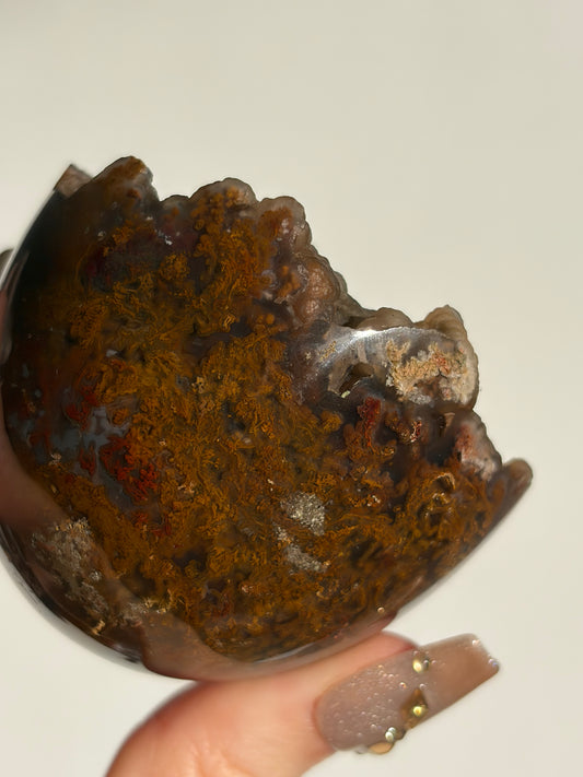 “A Garden Planet” Tembaga Moss in Botryoidal Chalcedony Sphere B