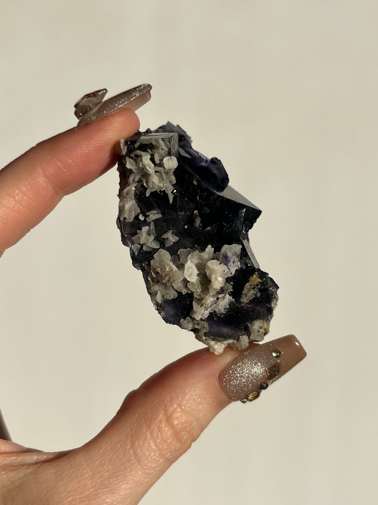 Violet Yindu Fluorite with Muscovite and Calcite Specimen C
