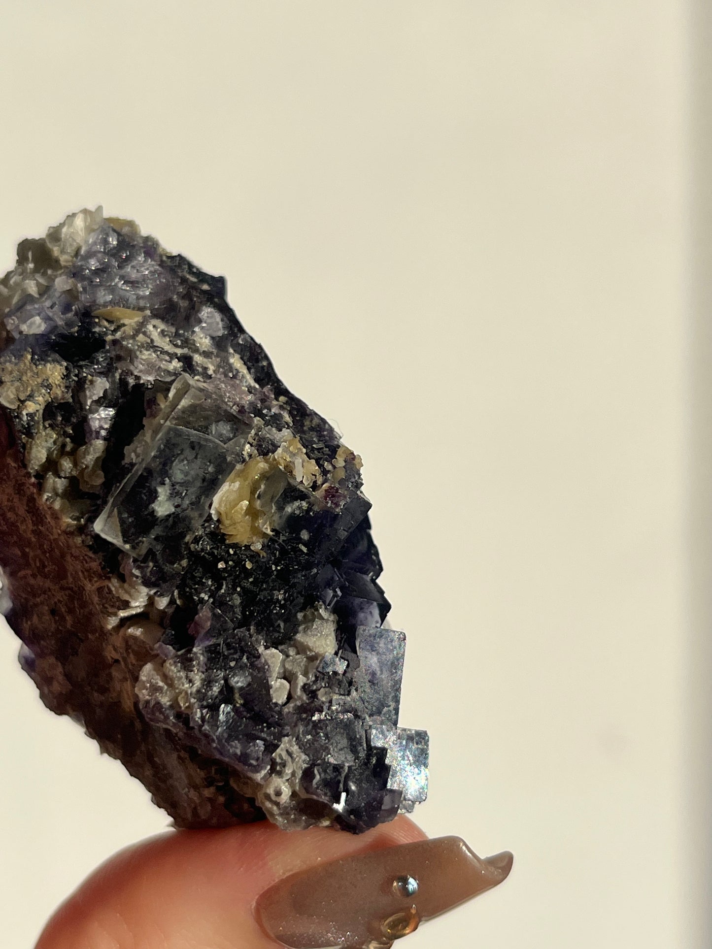 Violet Yindu Fluorite with Muscovite and Calcite Specimen C