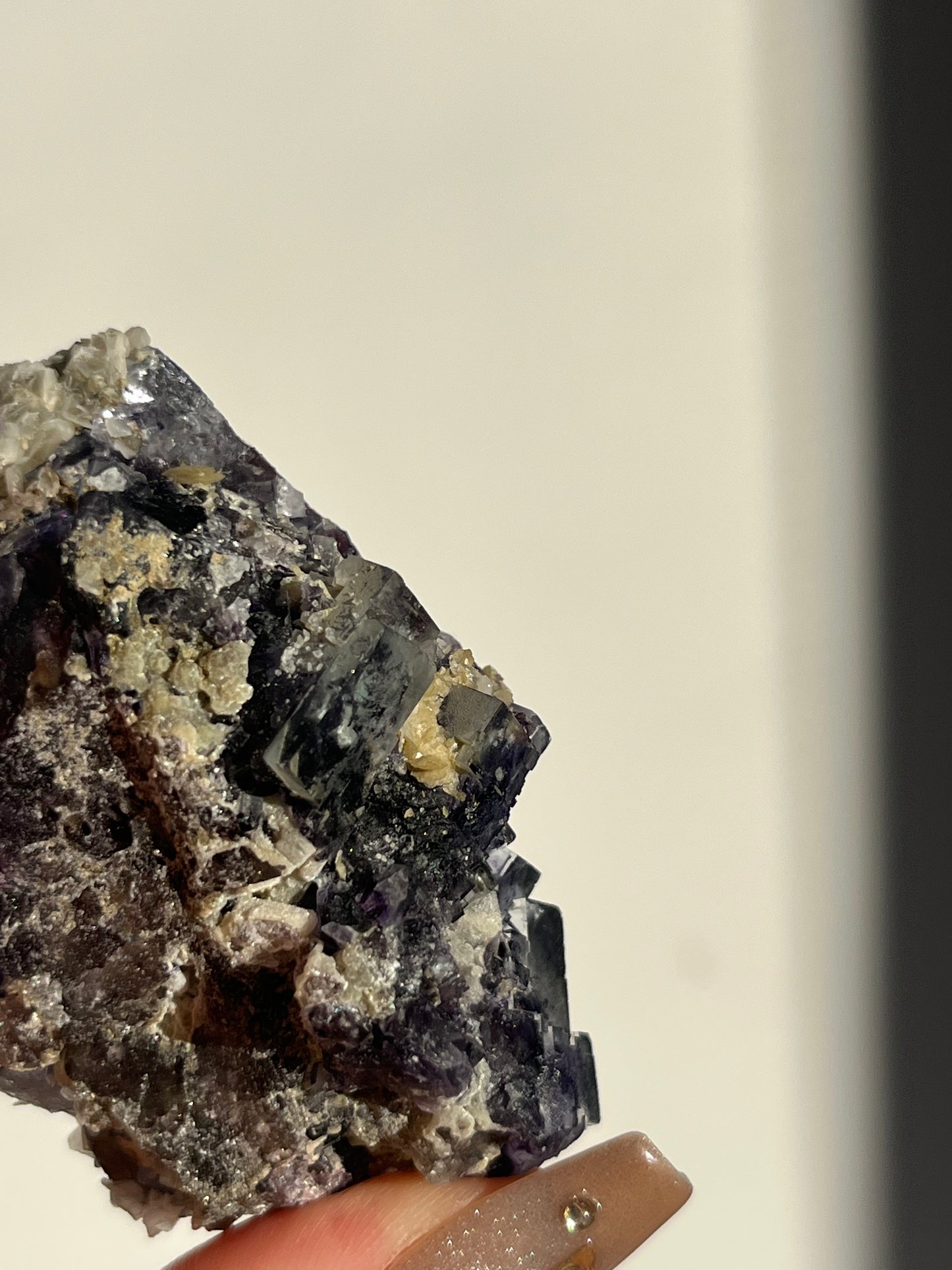 Violet Yindu Fluorite with Muscovite and Calcite Specimen C