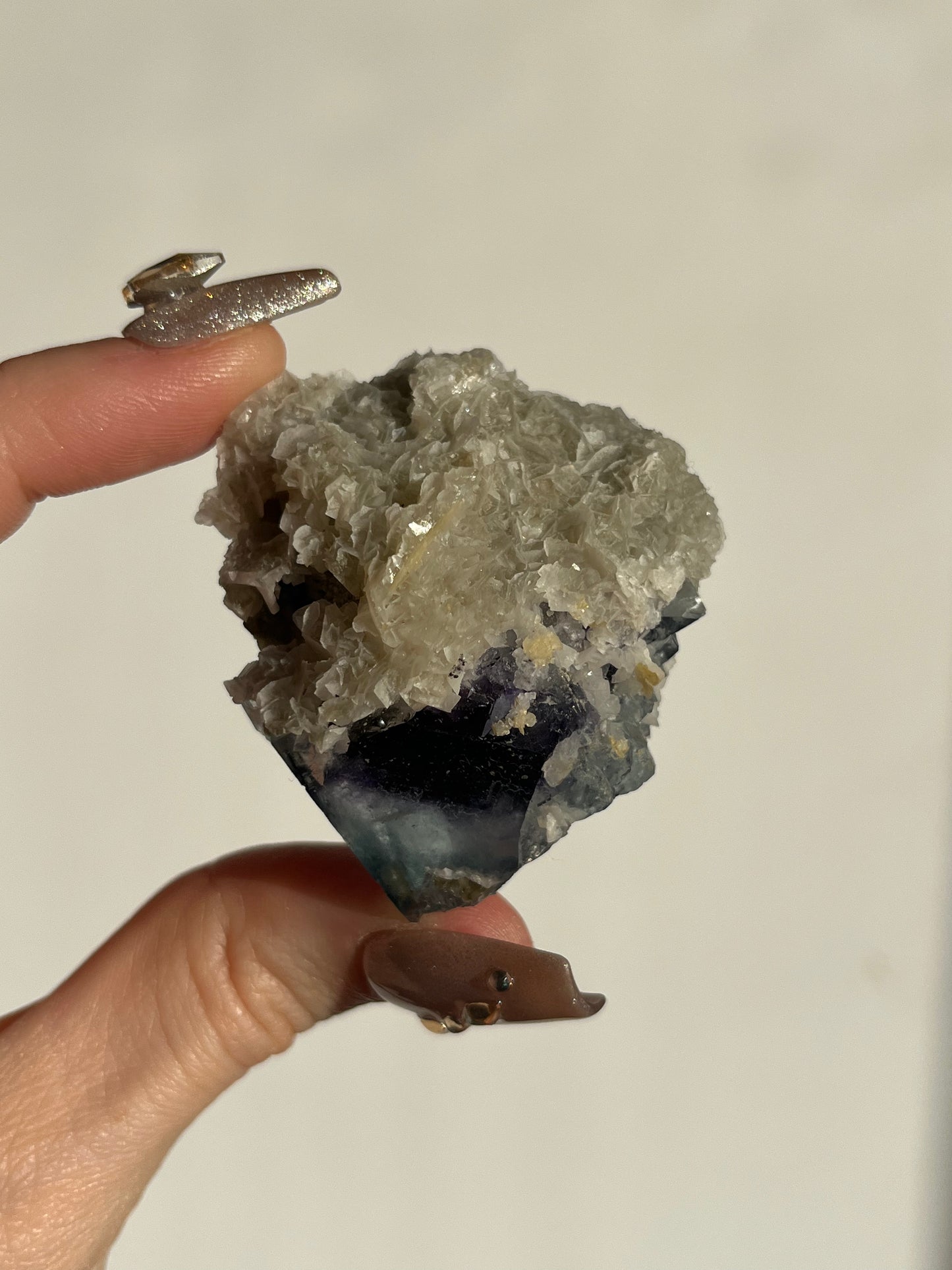 Violet-Green Yindu Fluorite with Muscovite and Calcite Specimen D