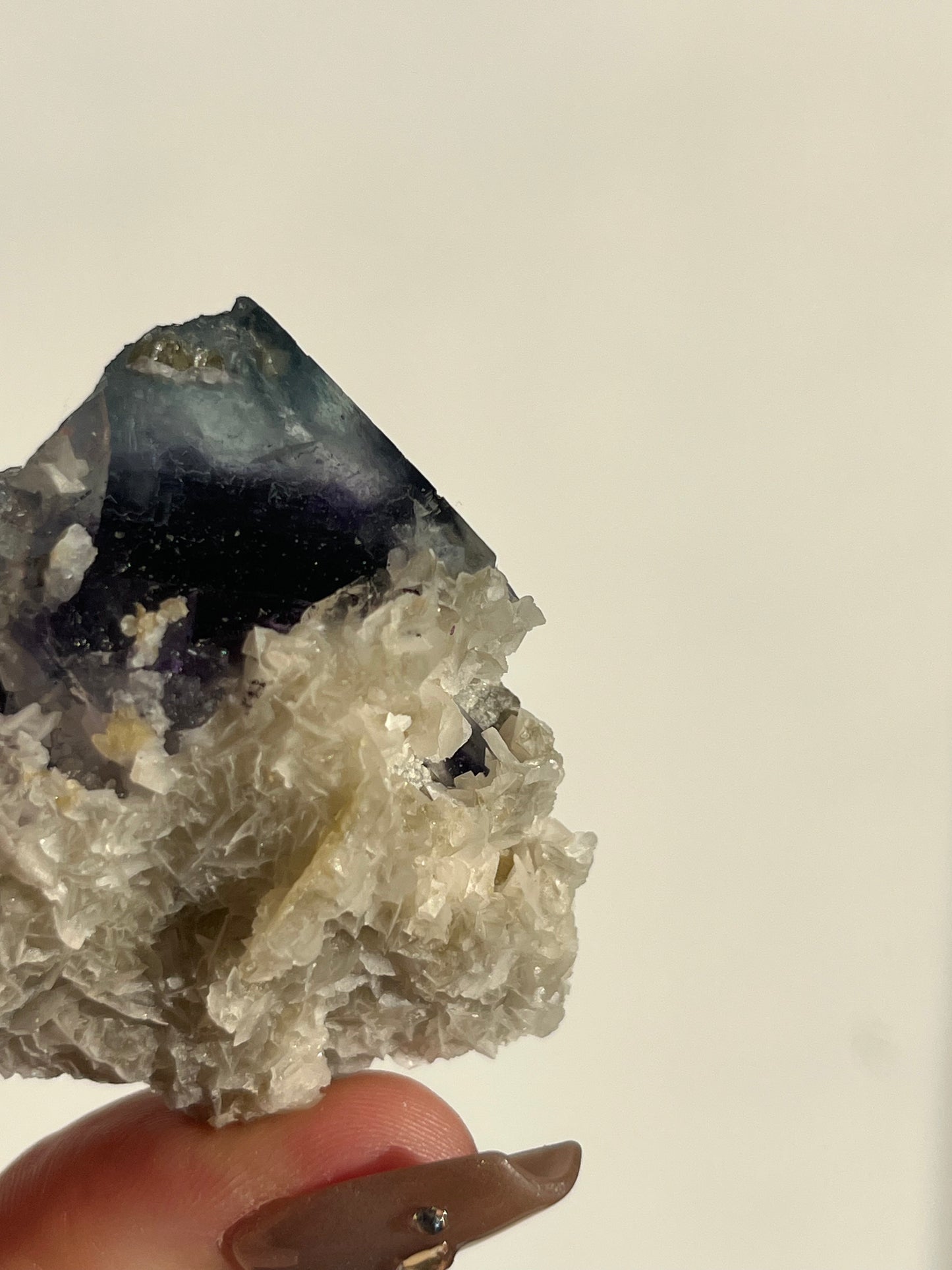 Violet-Green Yindu Fluorite with Muscovite and Calcite Specimen D