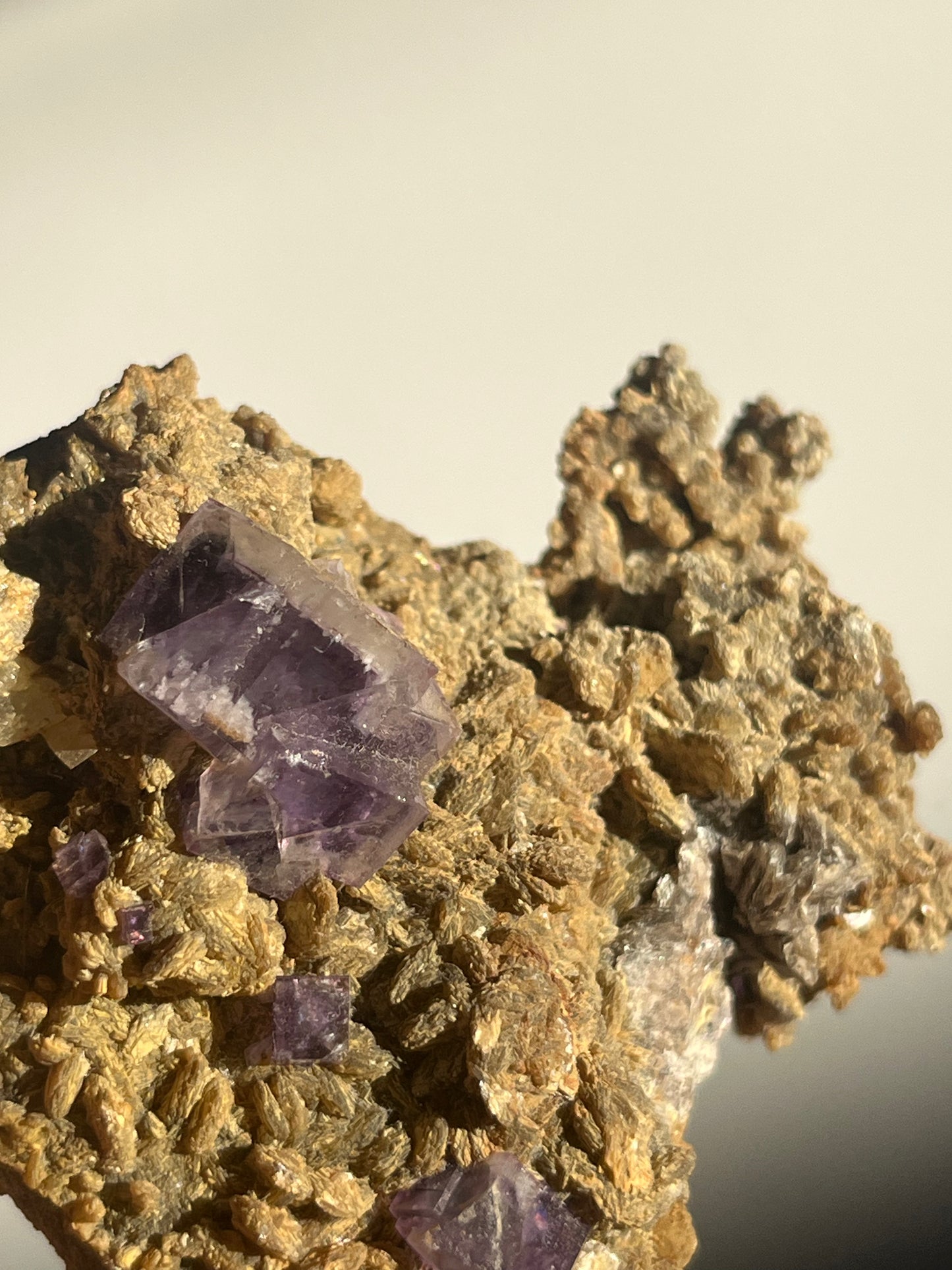 Yaogangxian Purple Fluorite Specimen with Intra Calcite Zoning A