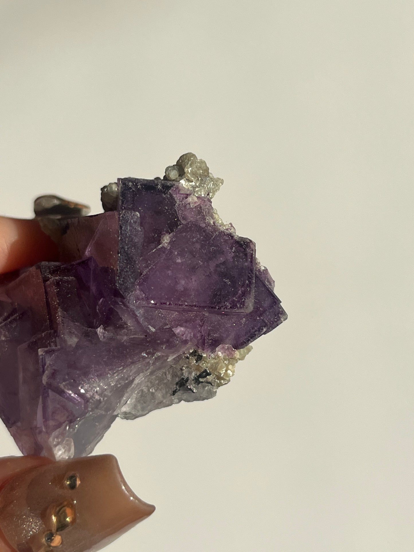 Yaogangxian Purple Fluorite with Muscovite and Wulframite Specimen E