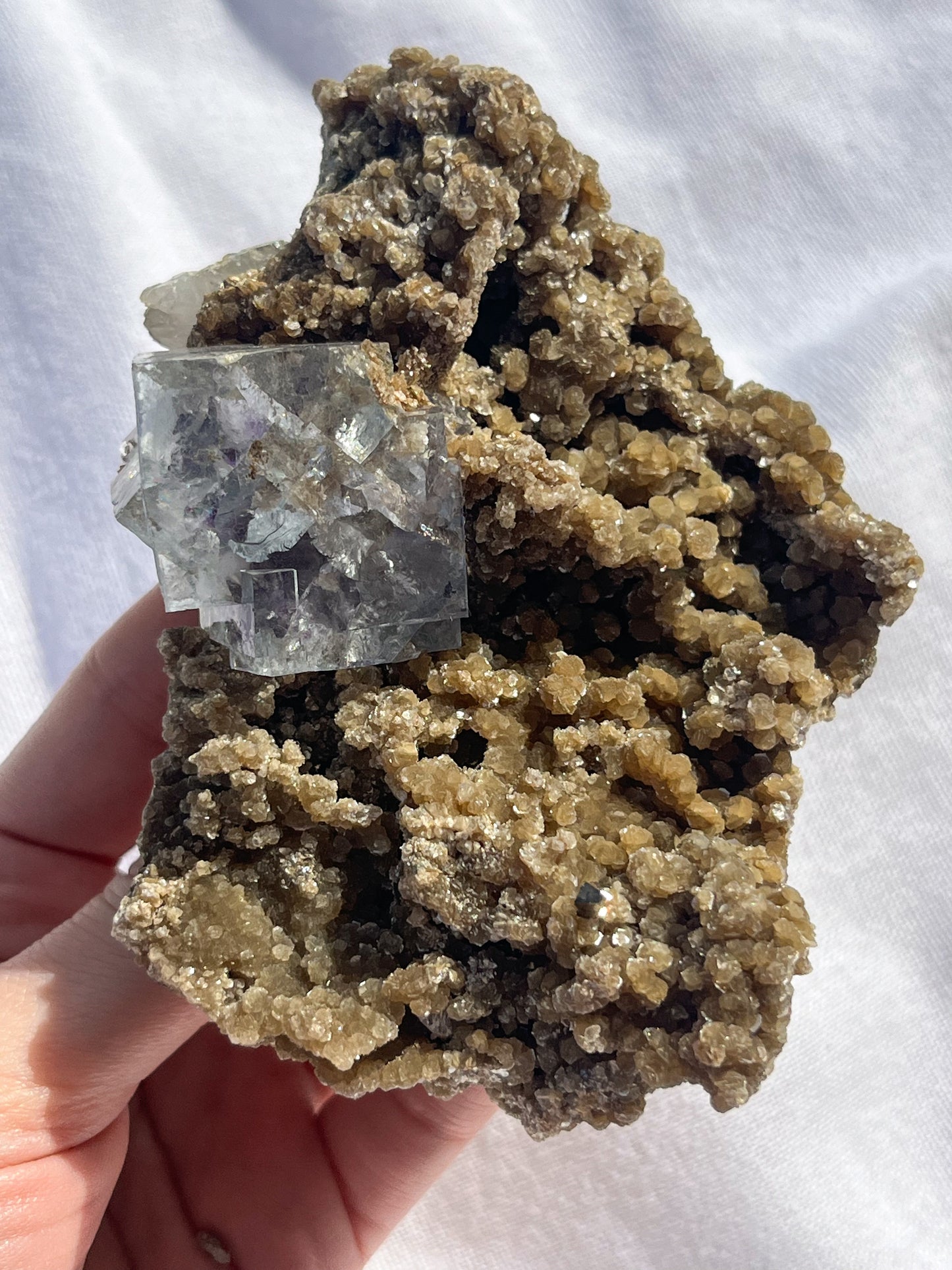 Blue Yaogangxian Fluorite Specimen w/Quartz & Octahedral Pyrite Formations #1